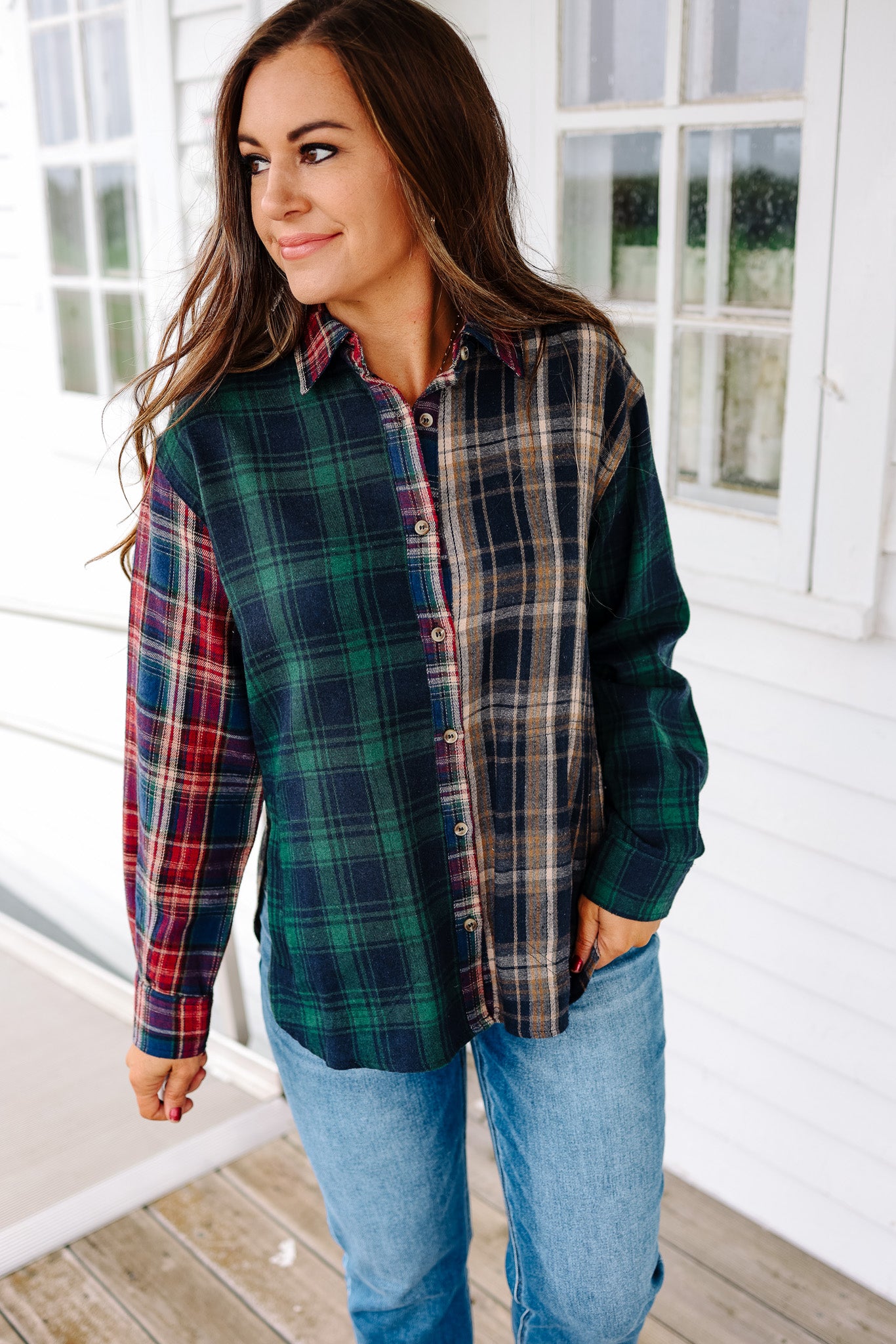 Emersyn Mixed Plaid Button Down