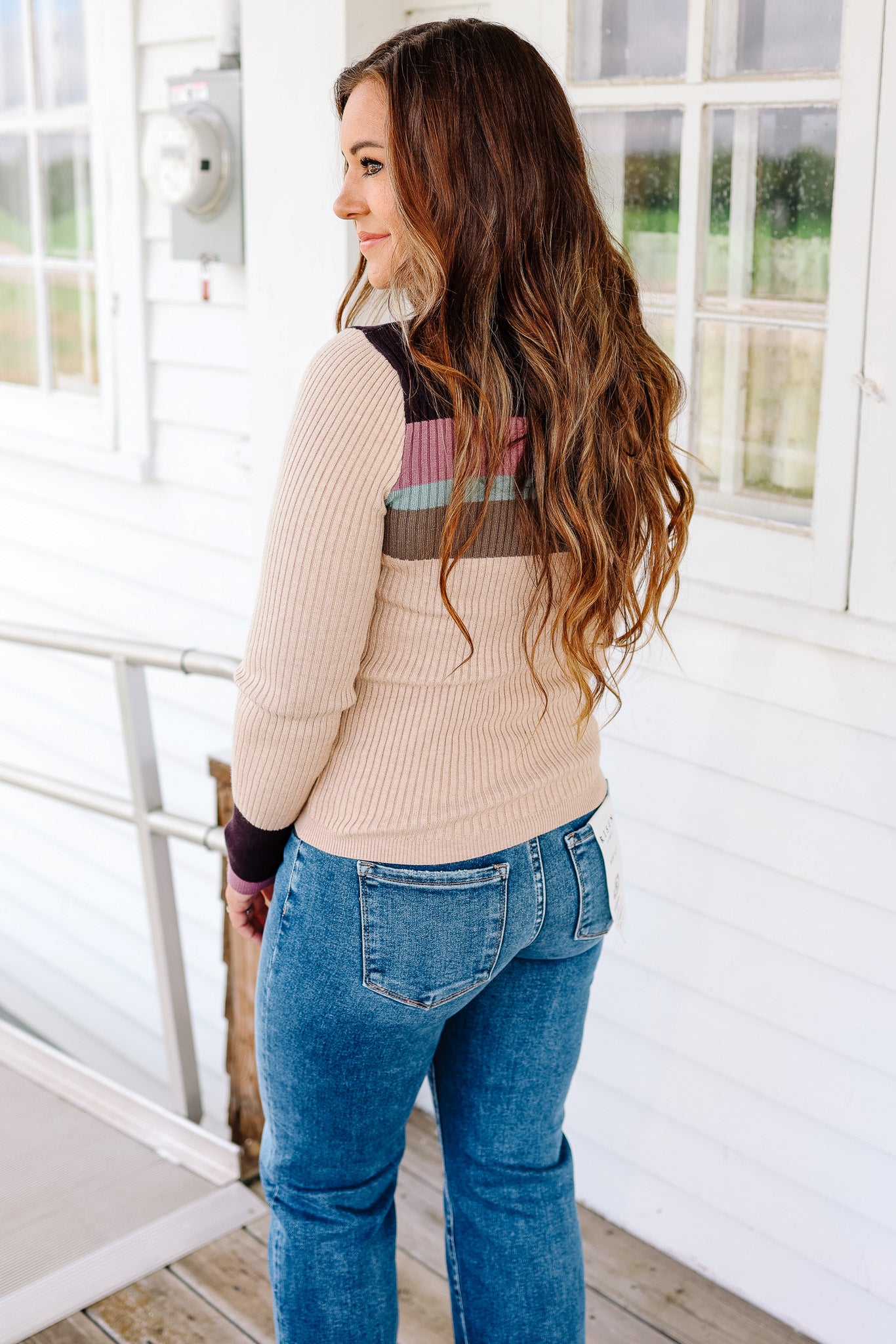 Tiana Ribbed Henley Top - Oatmeal