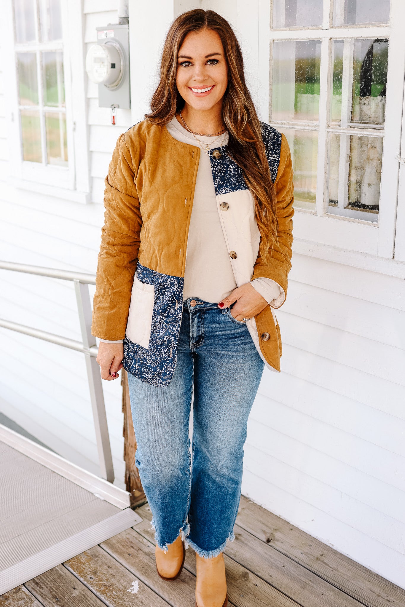 Bandana Print Fleece Lined Jacket