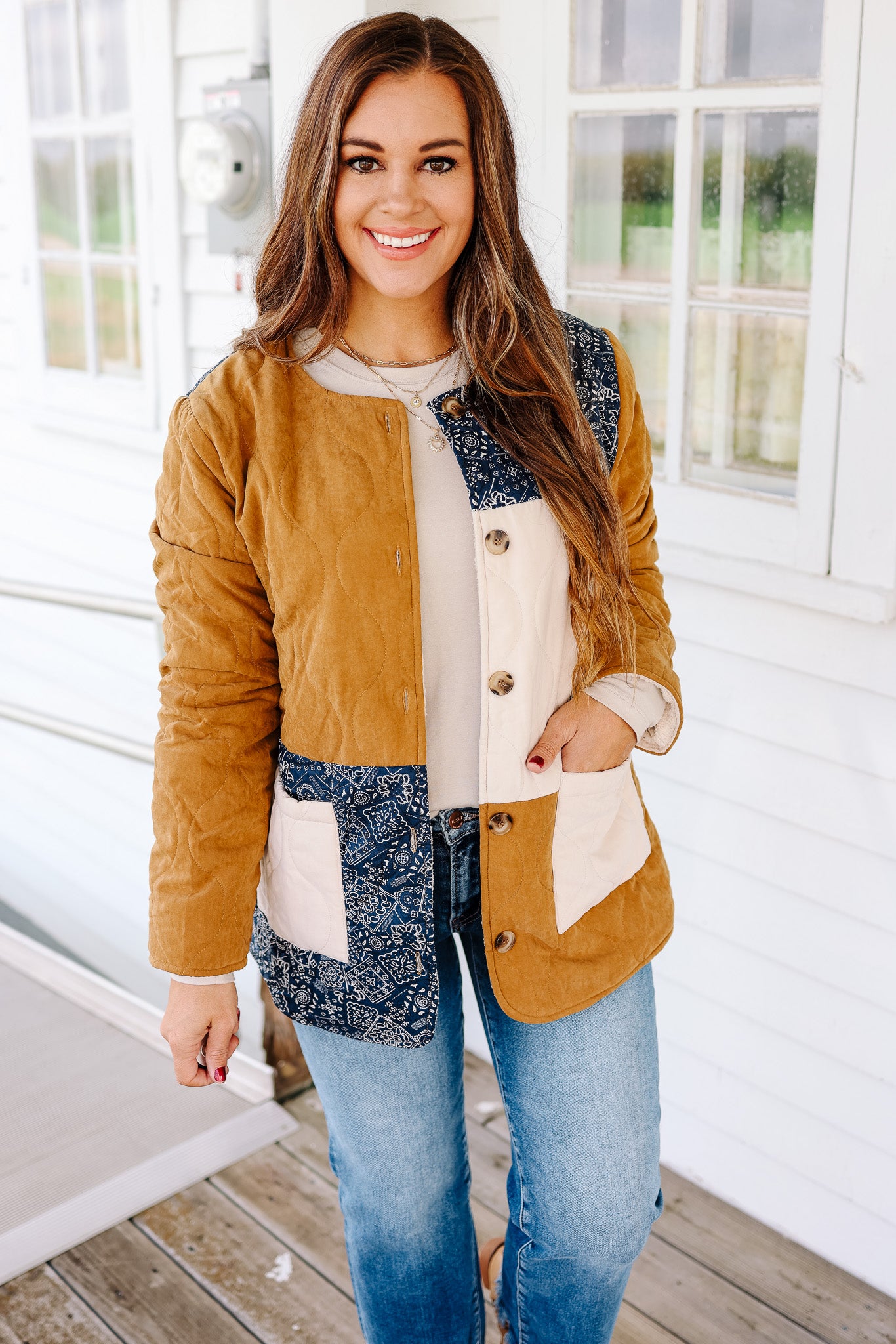 Bandana Print Fleece Lined Jacket