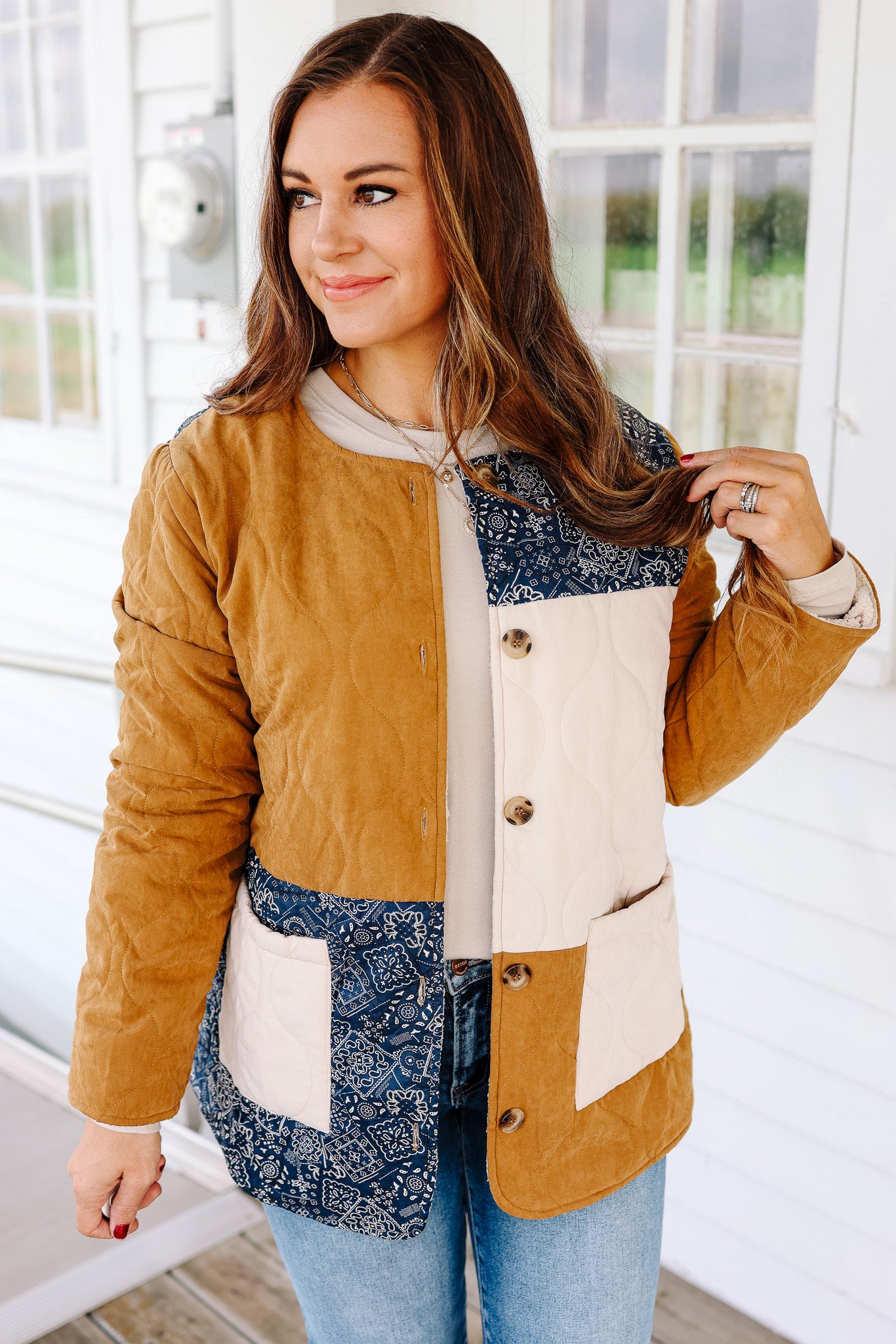 Bandana Print Fleece Lined Jacket