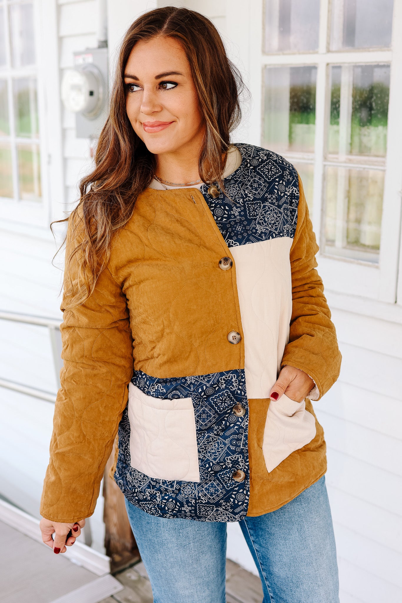 Bandana Print Fleece Lined Jacket