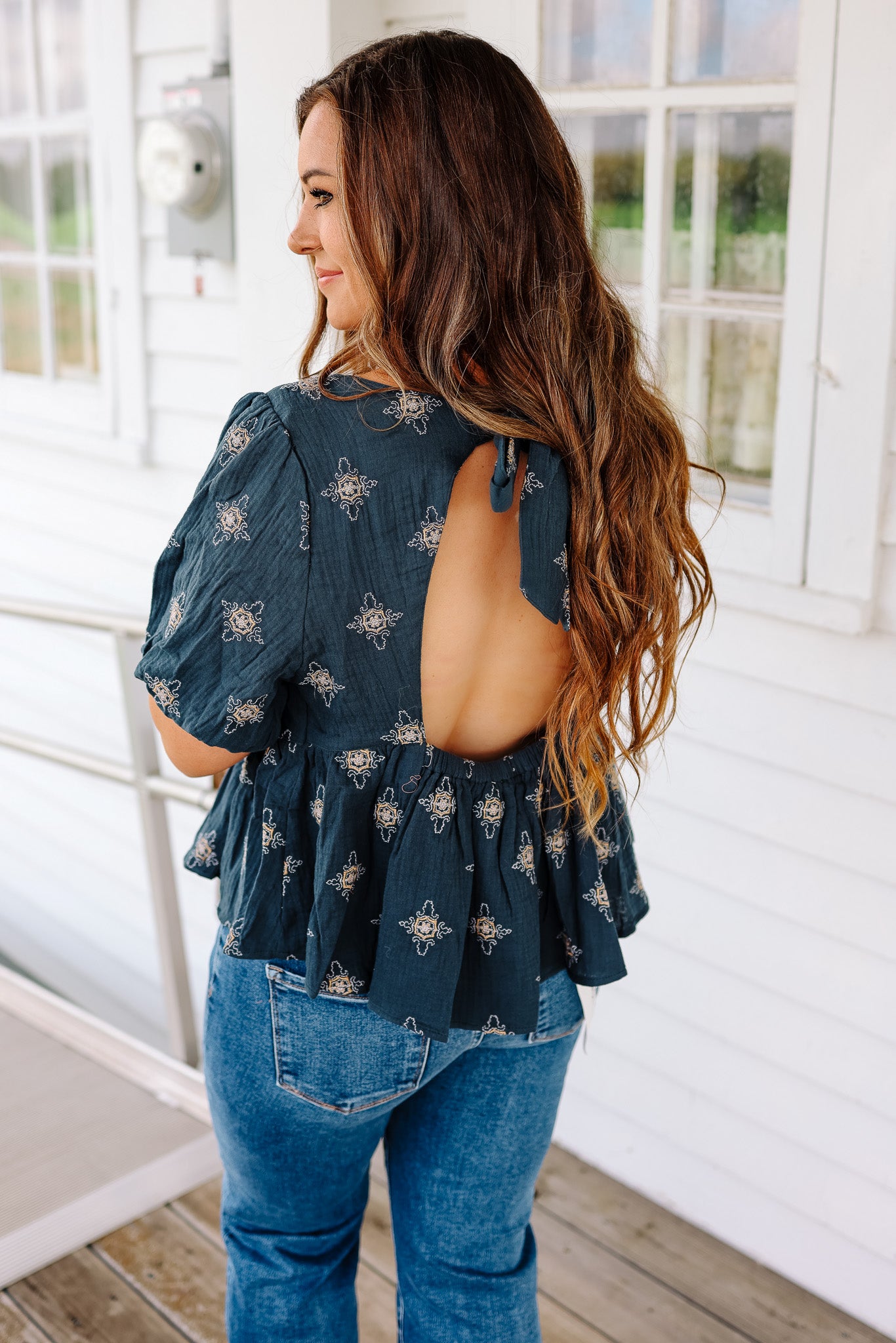 Leni Tie Back Top - Winter Spruce