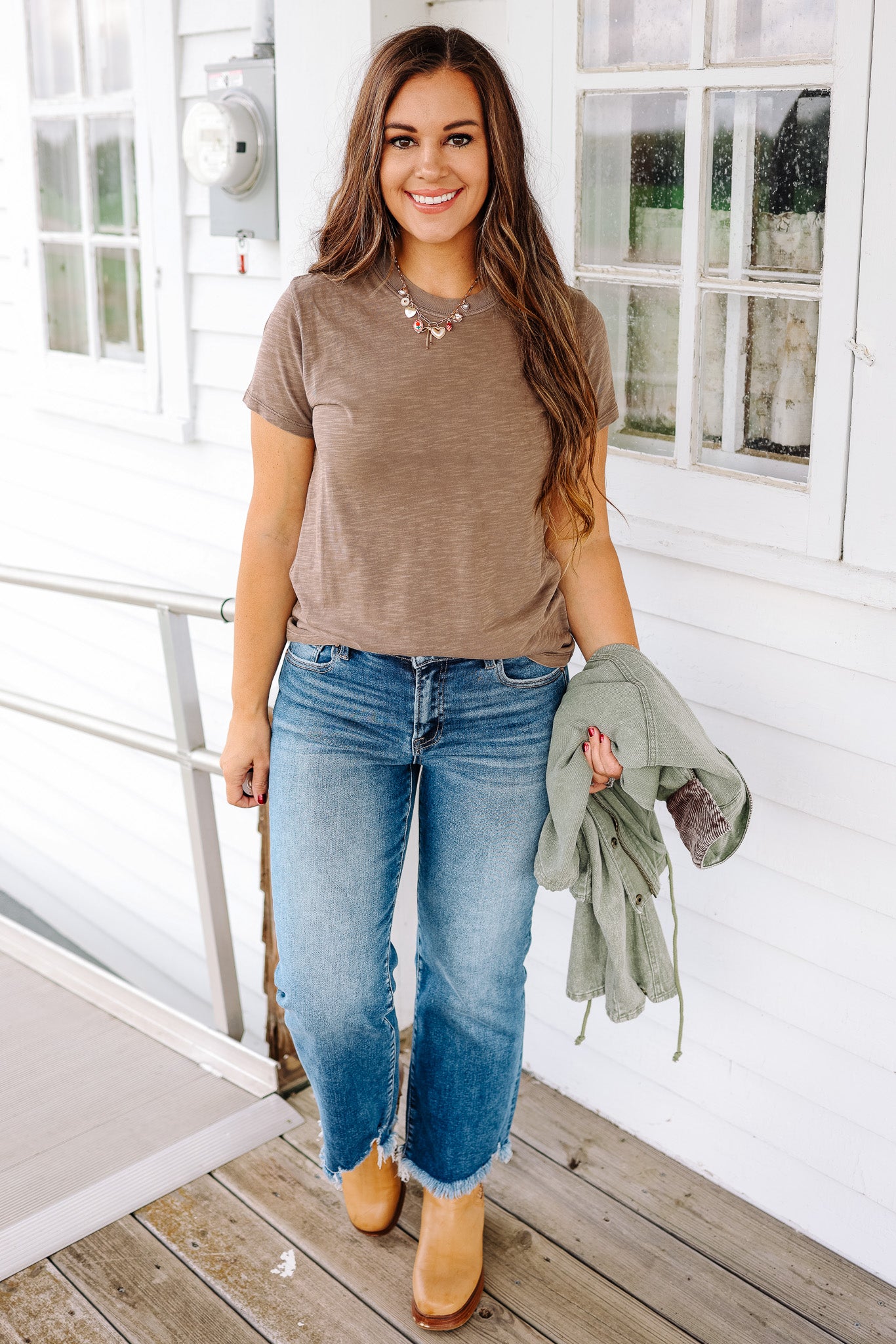 Ashley Acid Wash T-Shirt - Brown