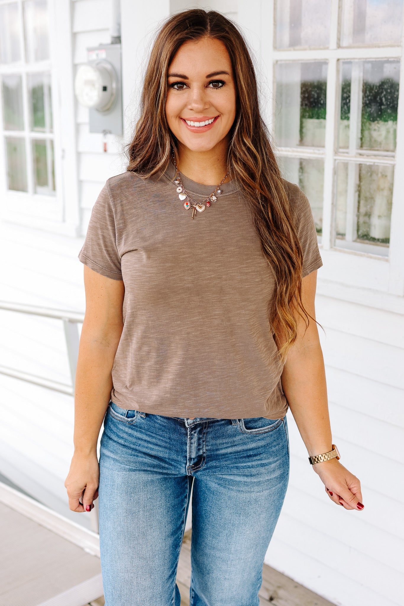 Ashley Acid Wash T-Shirt - Brown