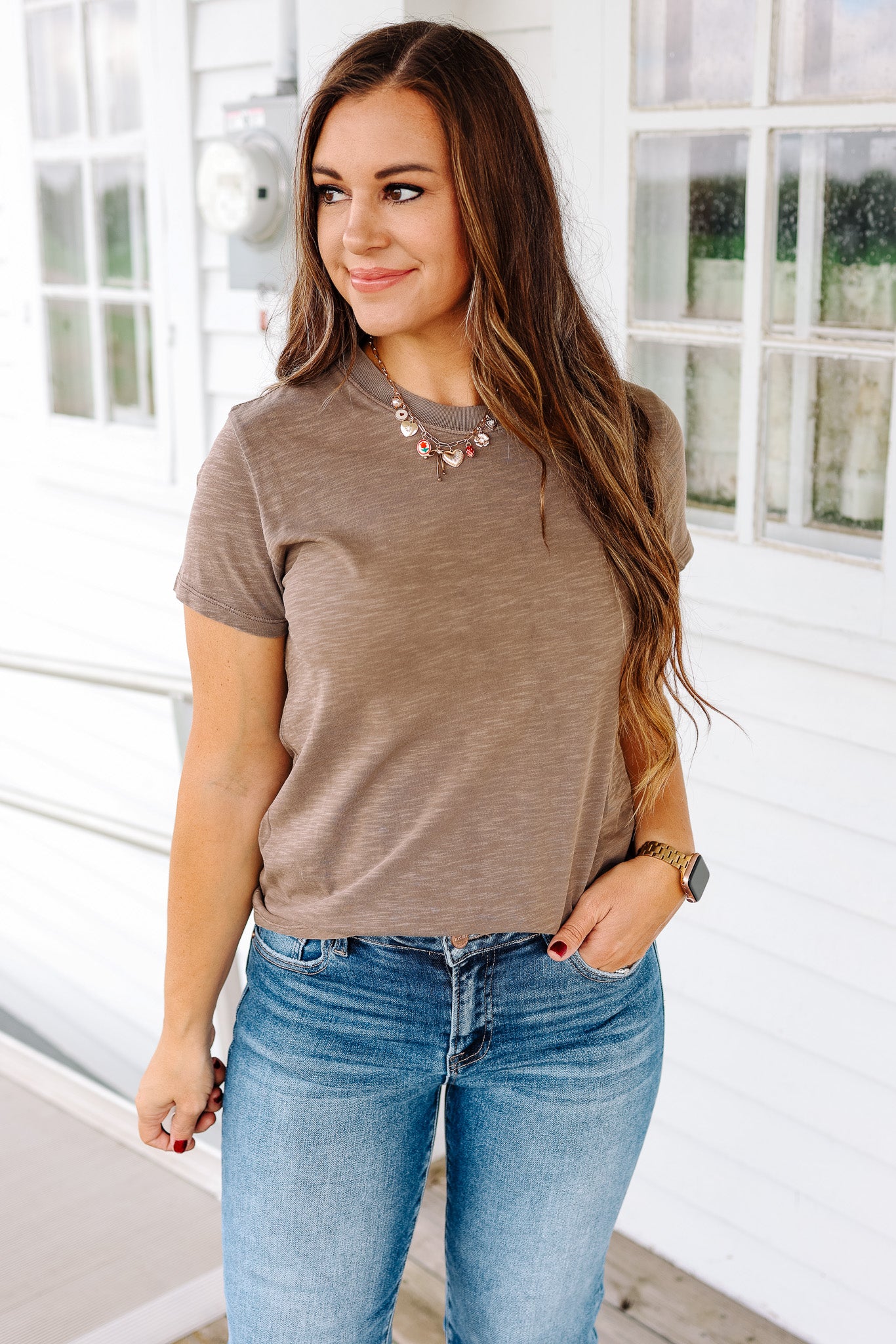 Ashley Acid Wash T-Shirt - Brown