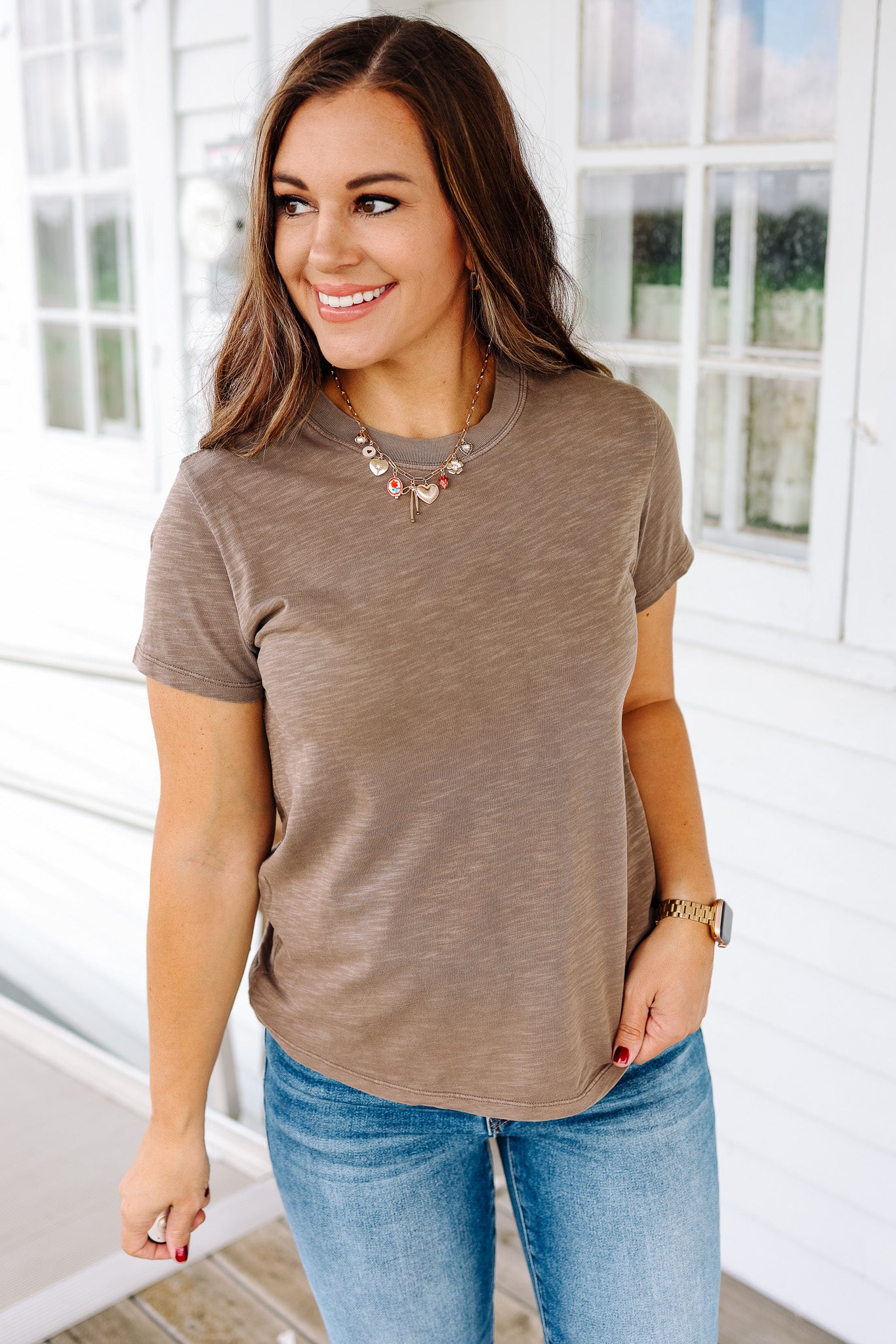 Ashley Acid Wash T-Shirt - Brown