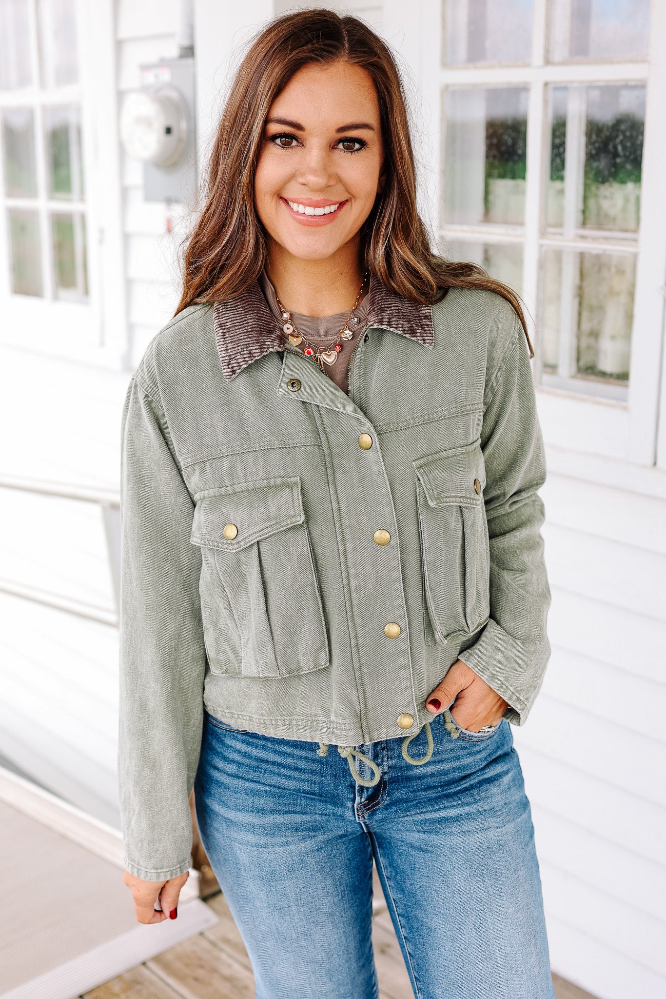 West Crop Jacket - Olive