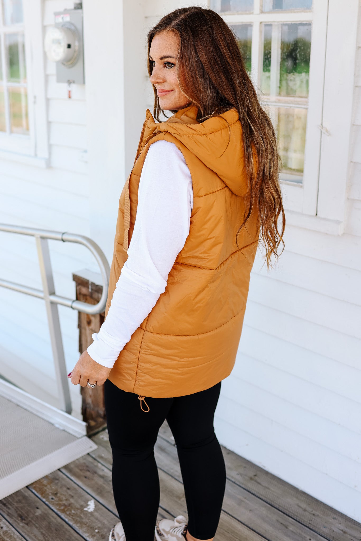 Betrix Longline Padded Vest - Camel