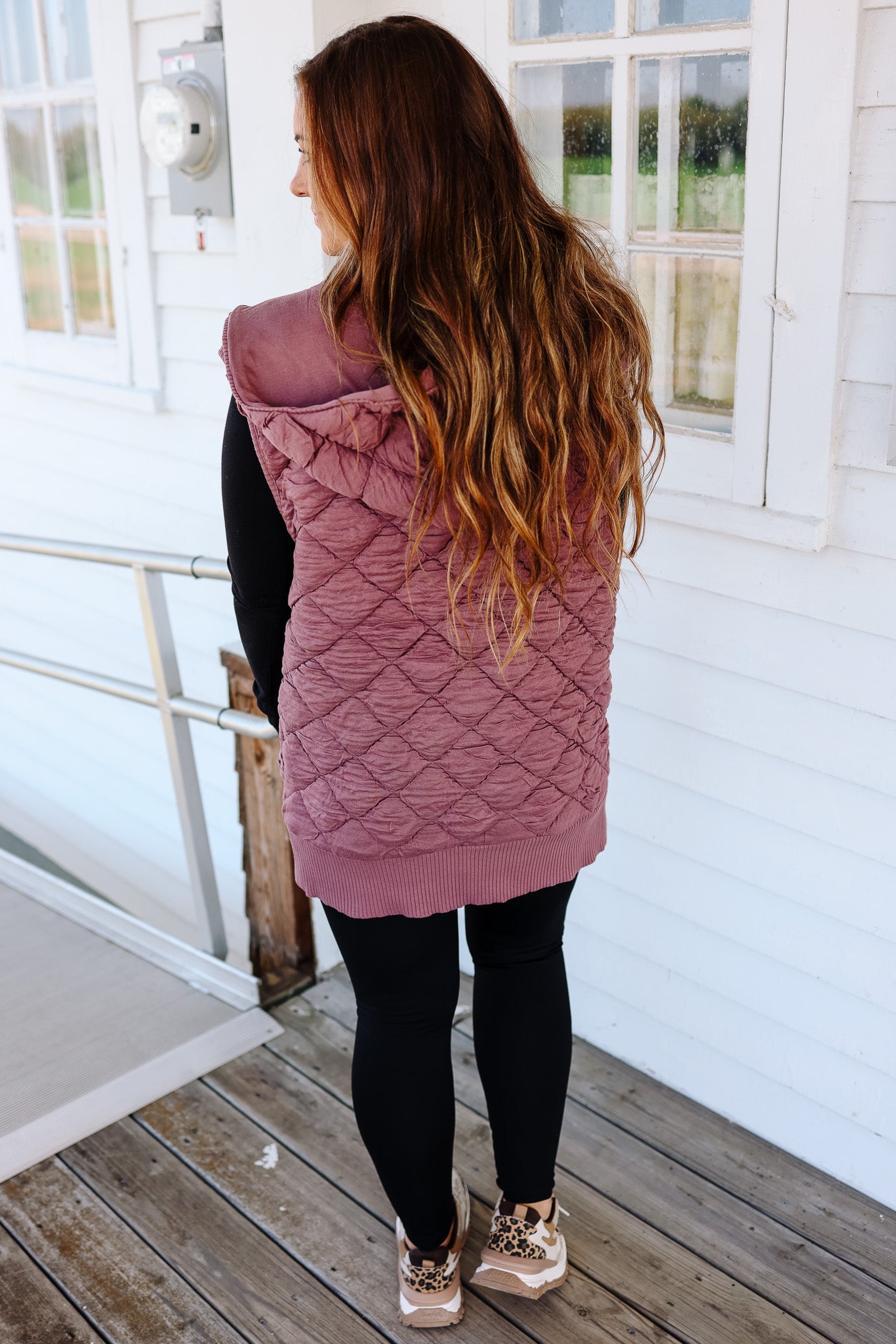 Stella Hooded Quilted Vest - Rose Taupe