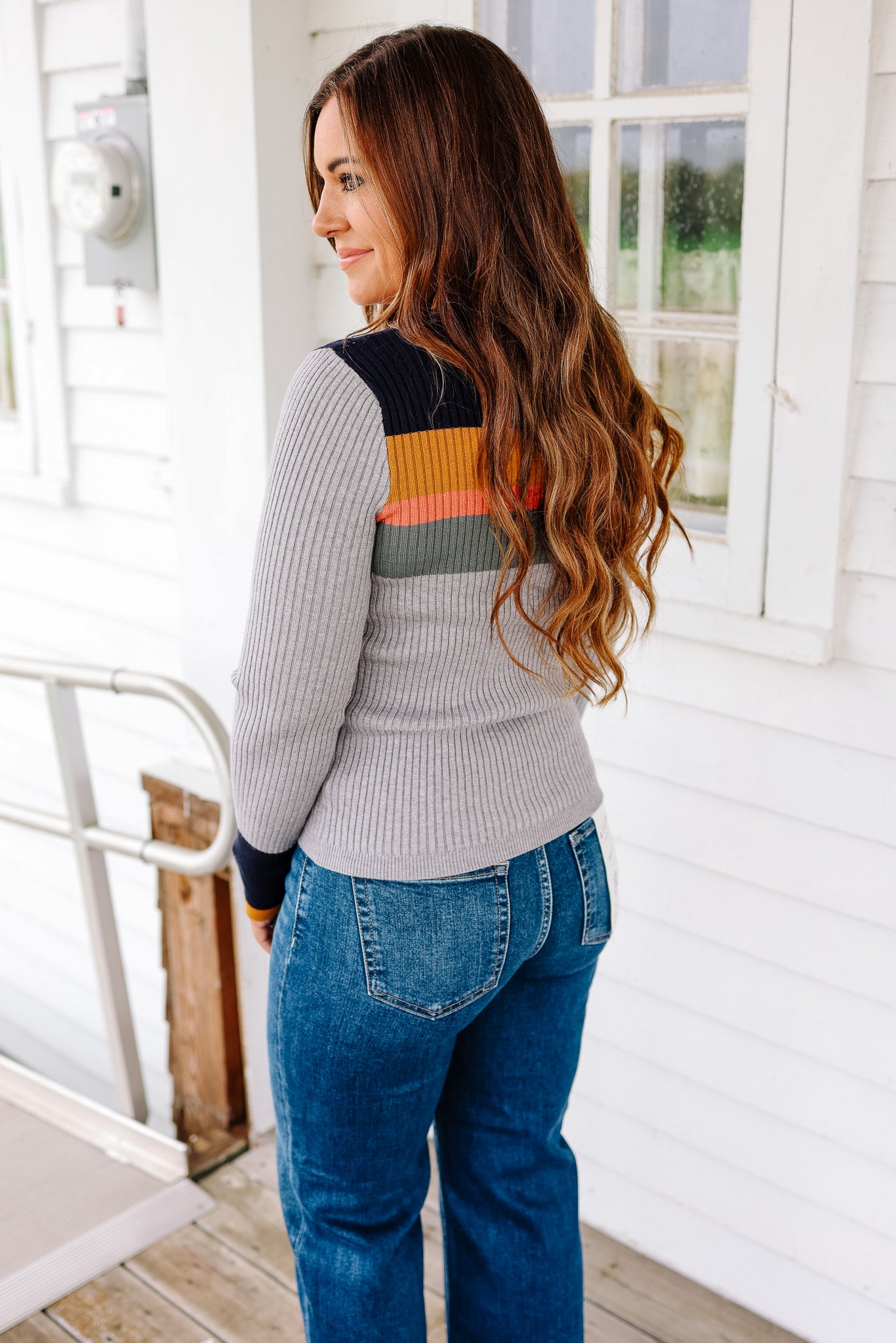 Tiana Ribbed Henley Top - Heather Grey