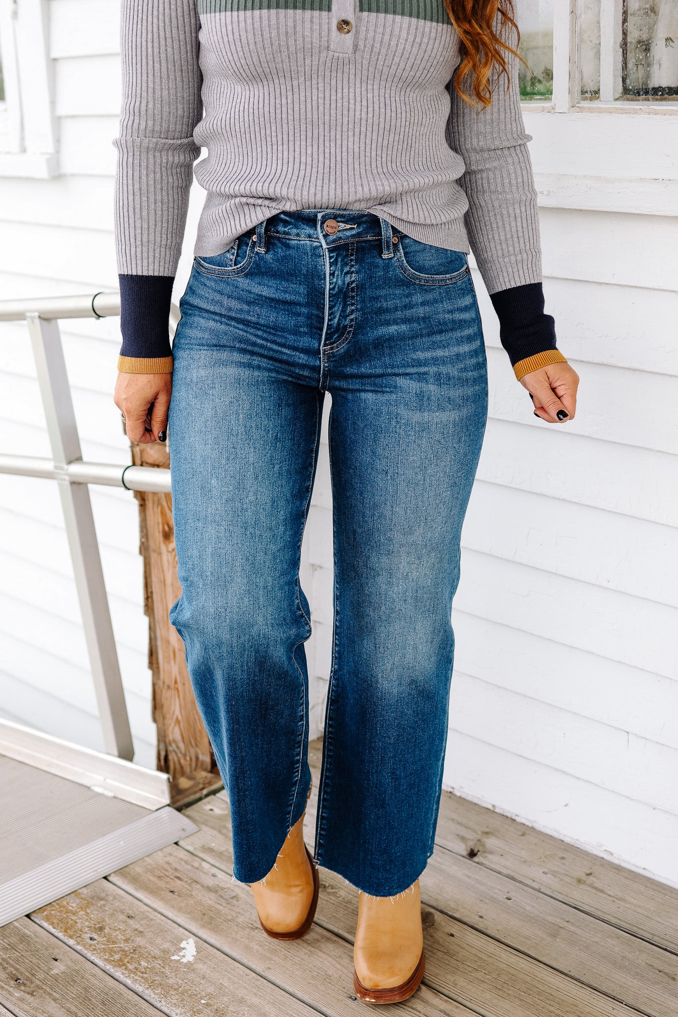 RISEN: Dane Tummy Control Wide Crop Jeans