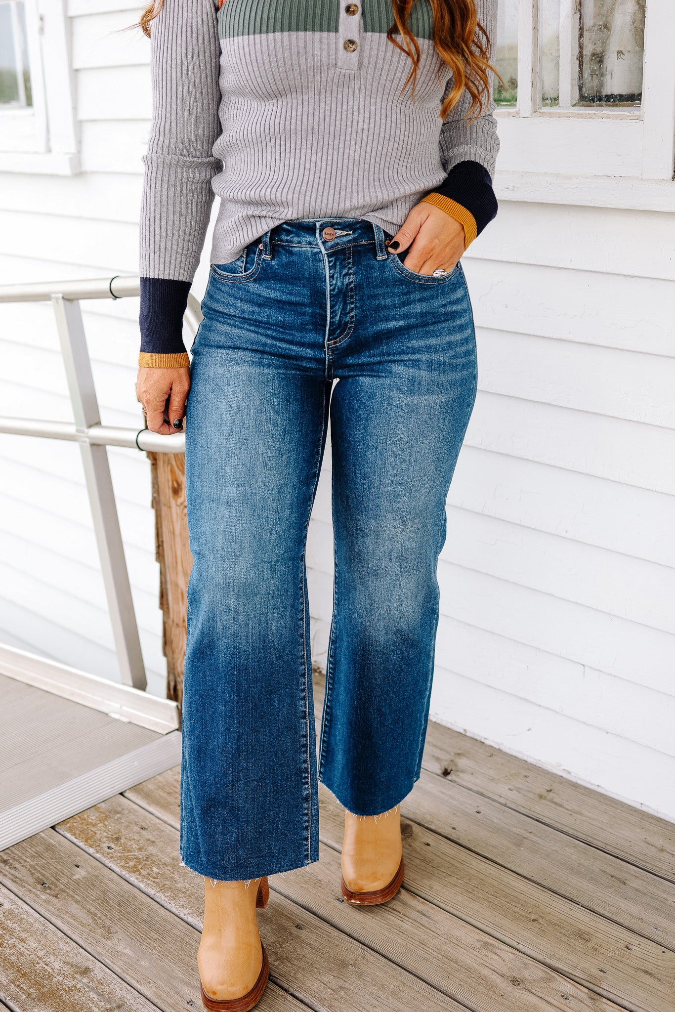 RISEN: Dane Tummy Control Wide Crop Jeans