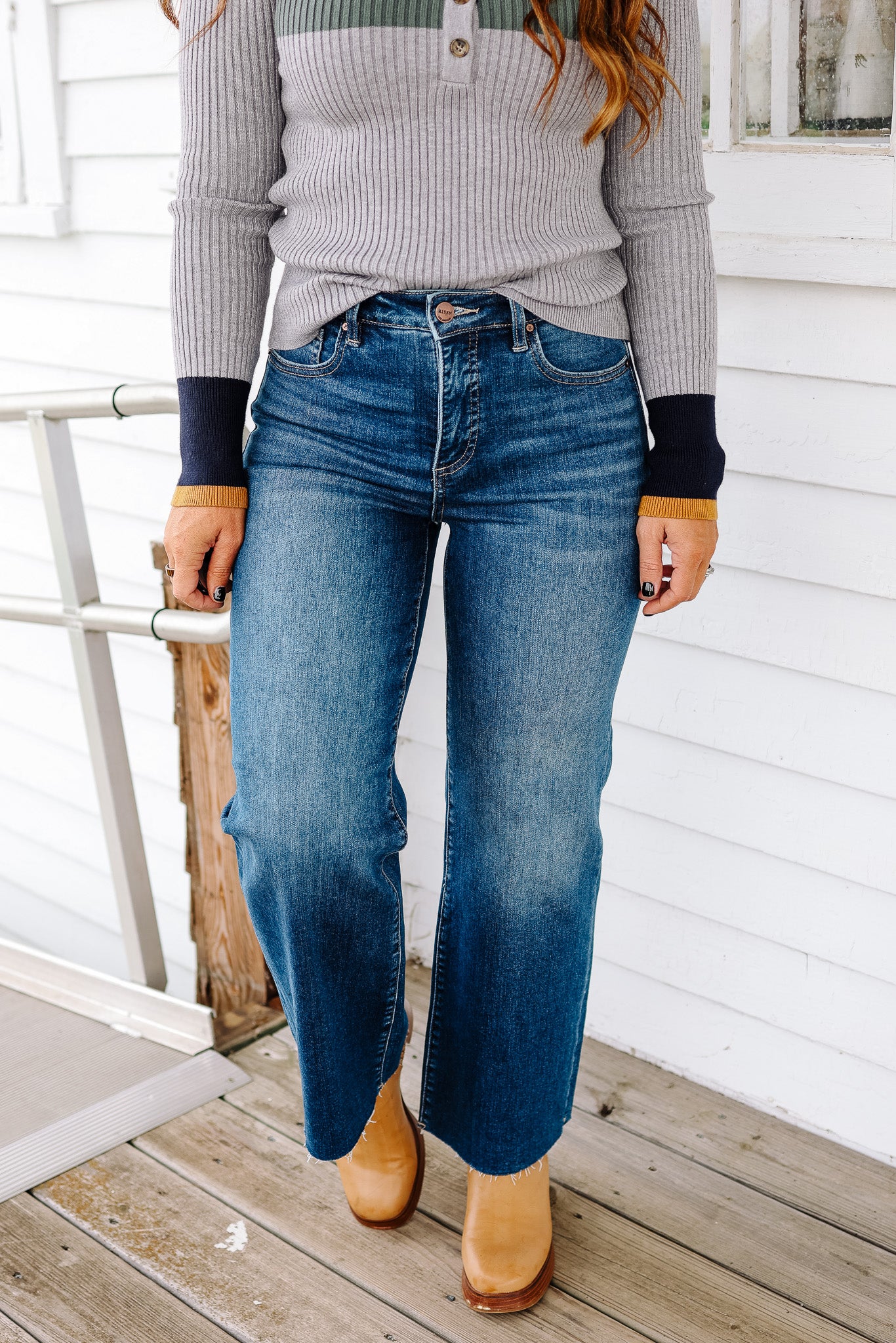 RISEN: Dane Tummy Control Wide Crop Jeans