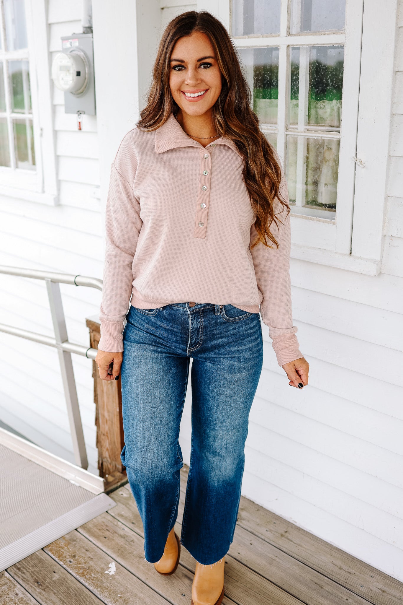 Harbor Waffle Knit Half-Button Pullover