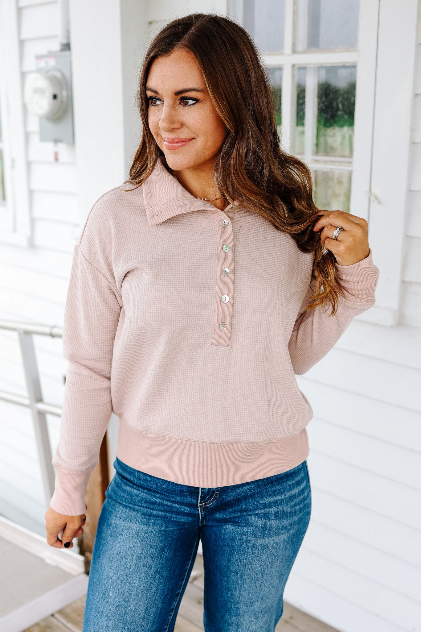 Harbor Waffle Knit Half-Button Pullover