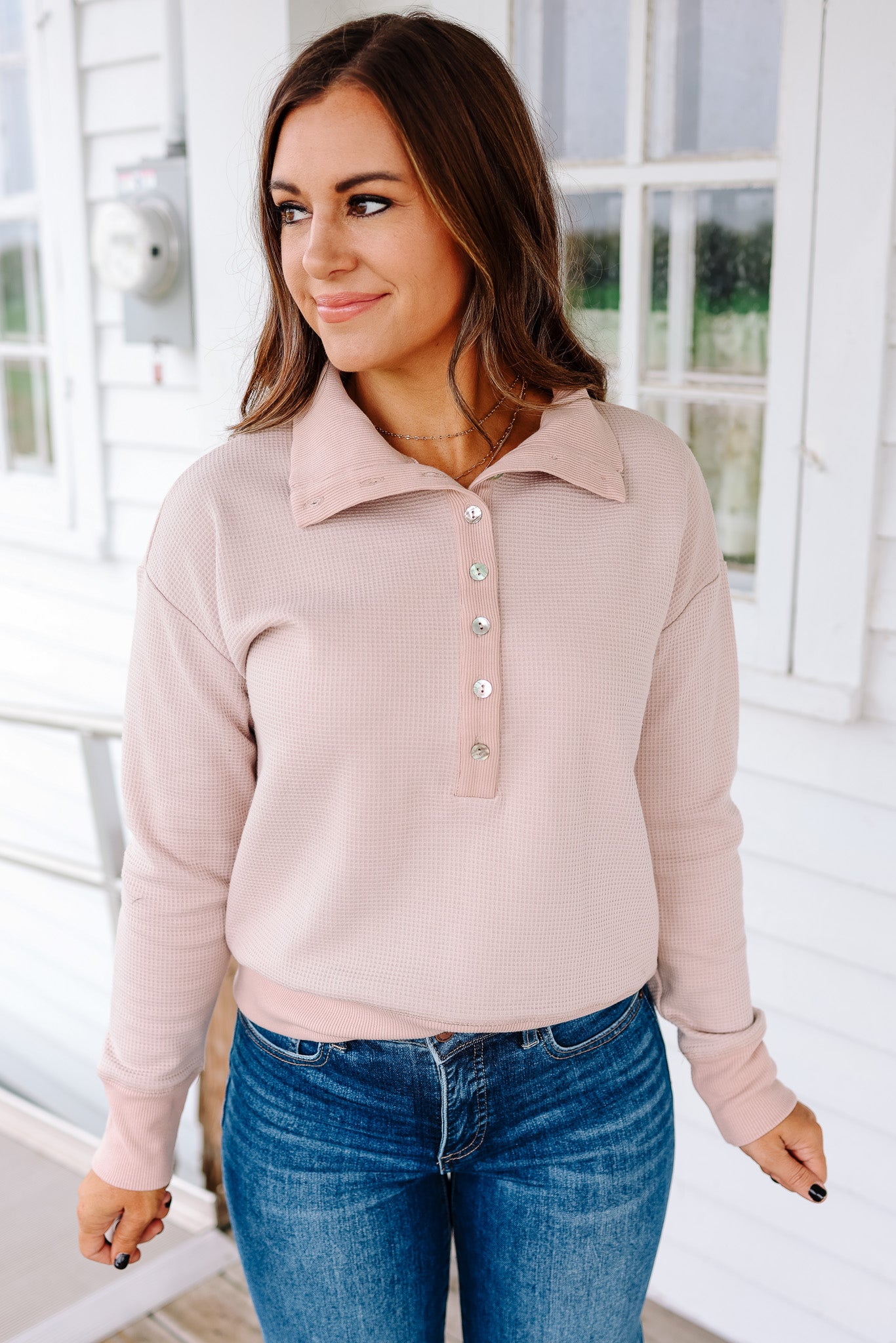 Harbor Waffle Knit Half-Button Pullover