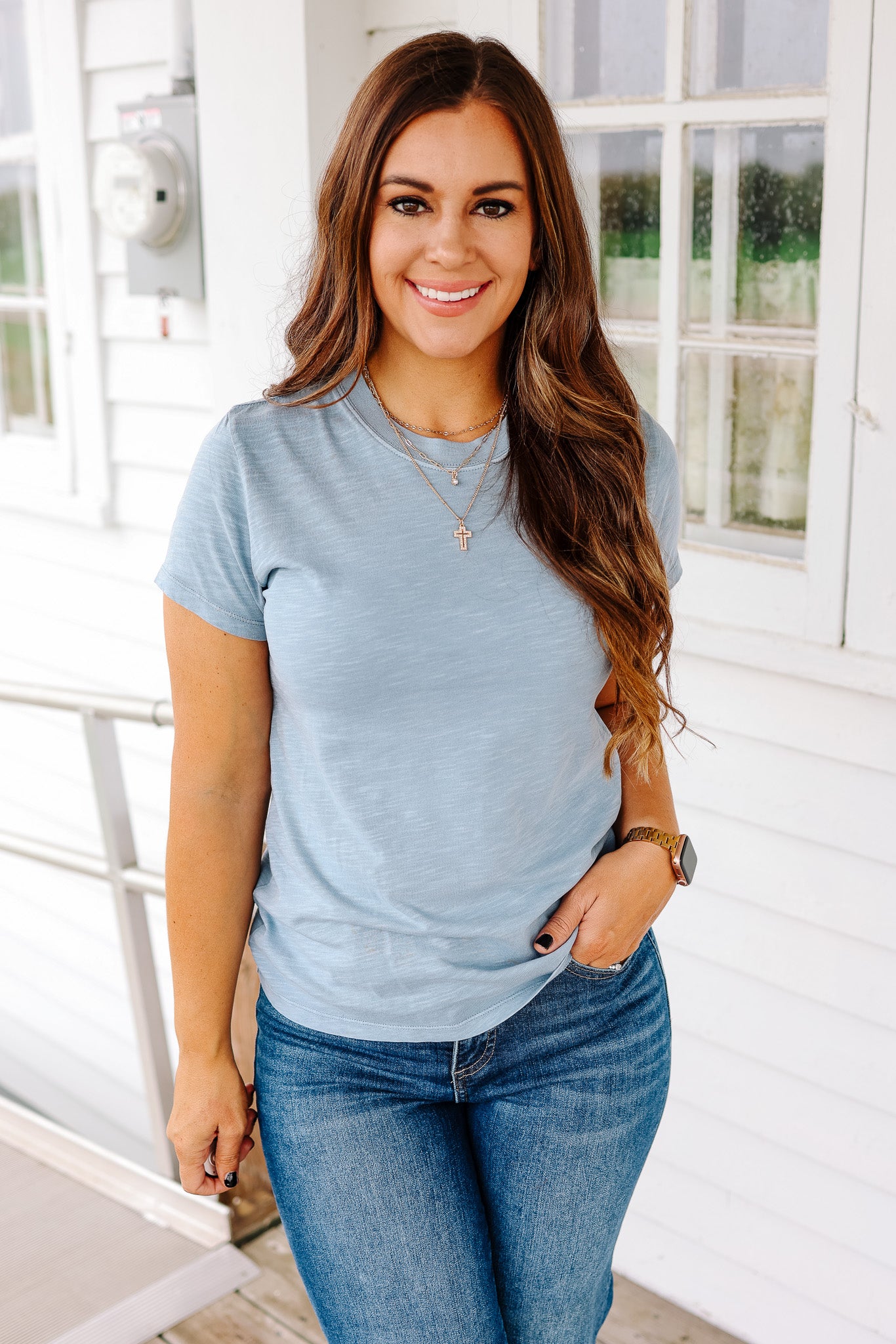 Ashley Acid Wash T-Shirt - Blue Aqua