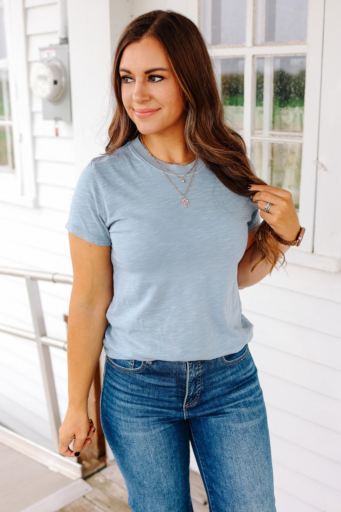 Ashley Acid Wash T-Shirt - Blue Aqua