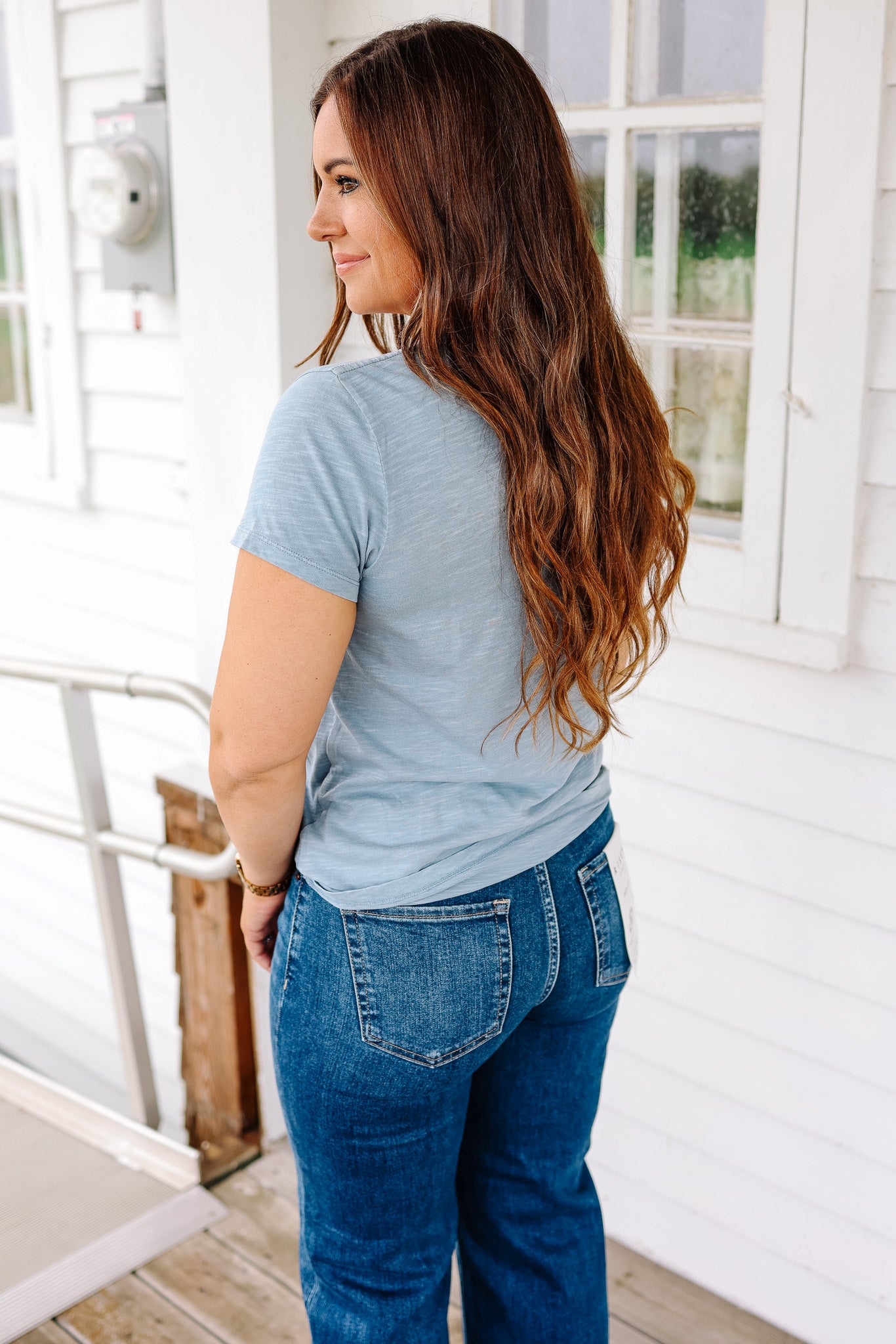 Ashley Acid Wash T-Shirt - Blue Aqua