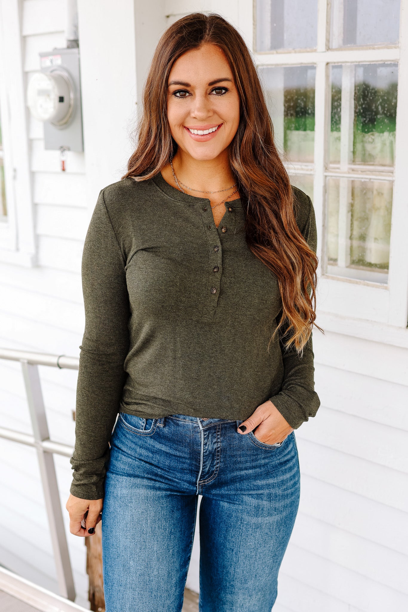 Payton Henley Top - Winter Forest