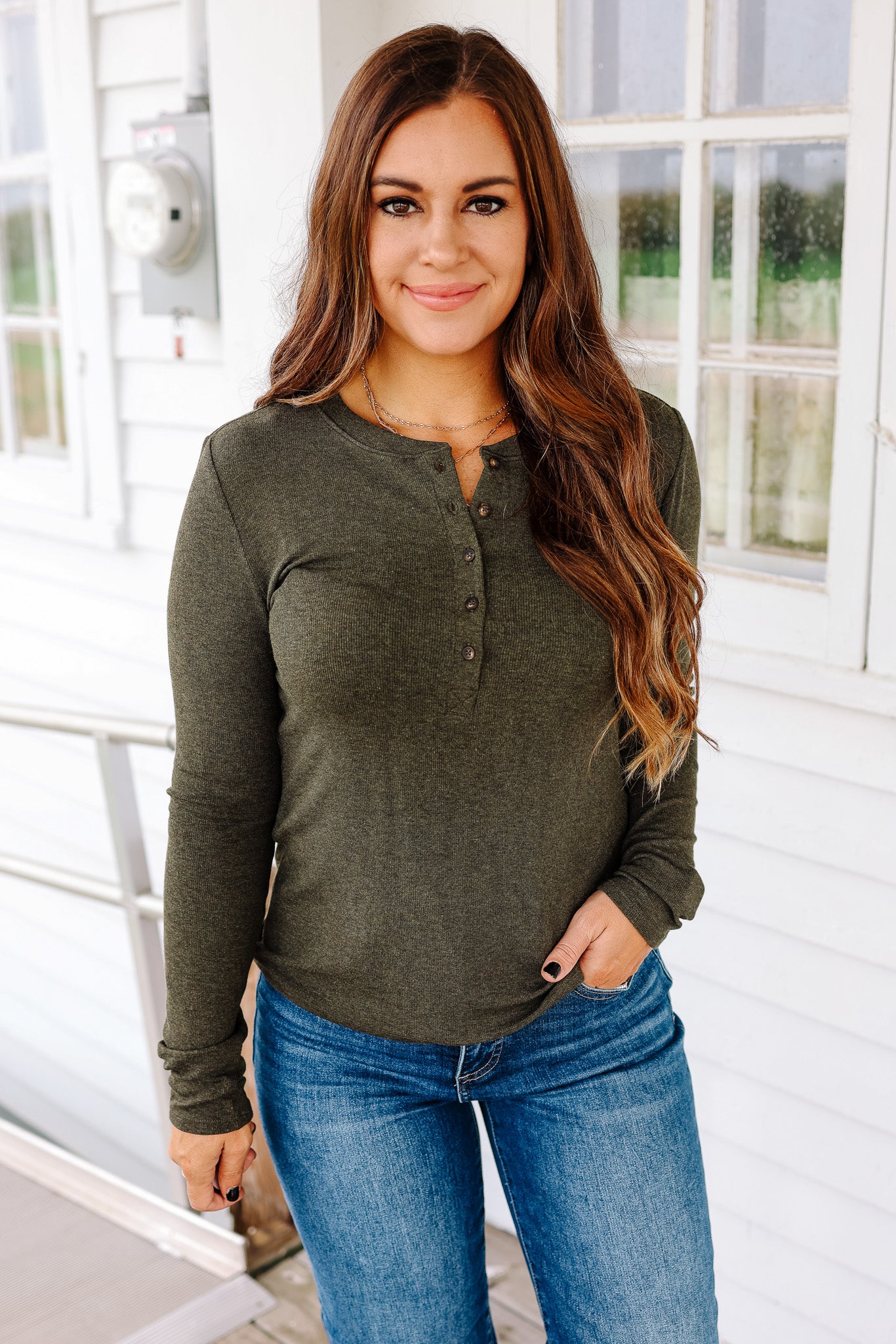 Payton Henley Top - Winter Forest