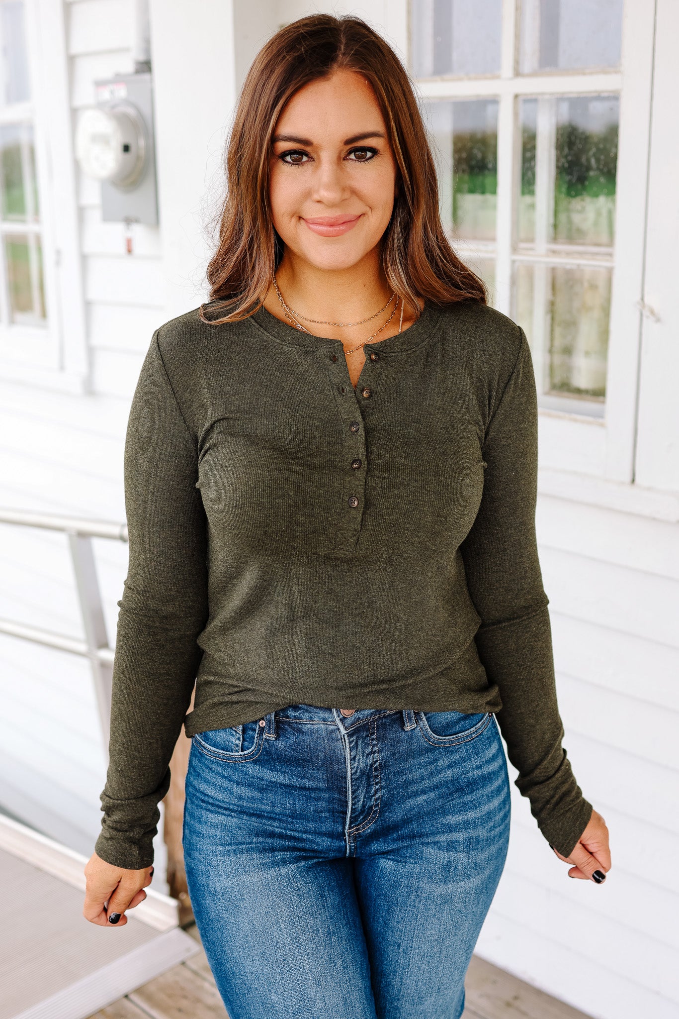 Payton Henley Top - Winter Forest