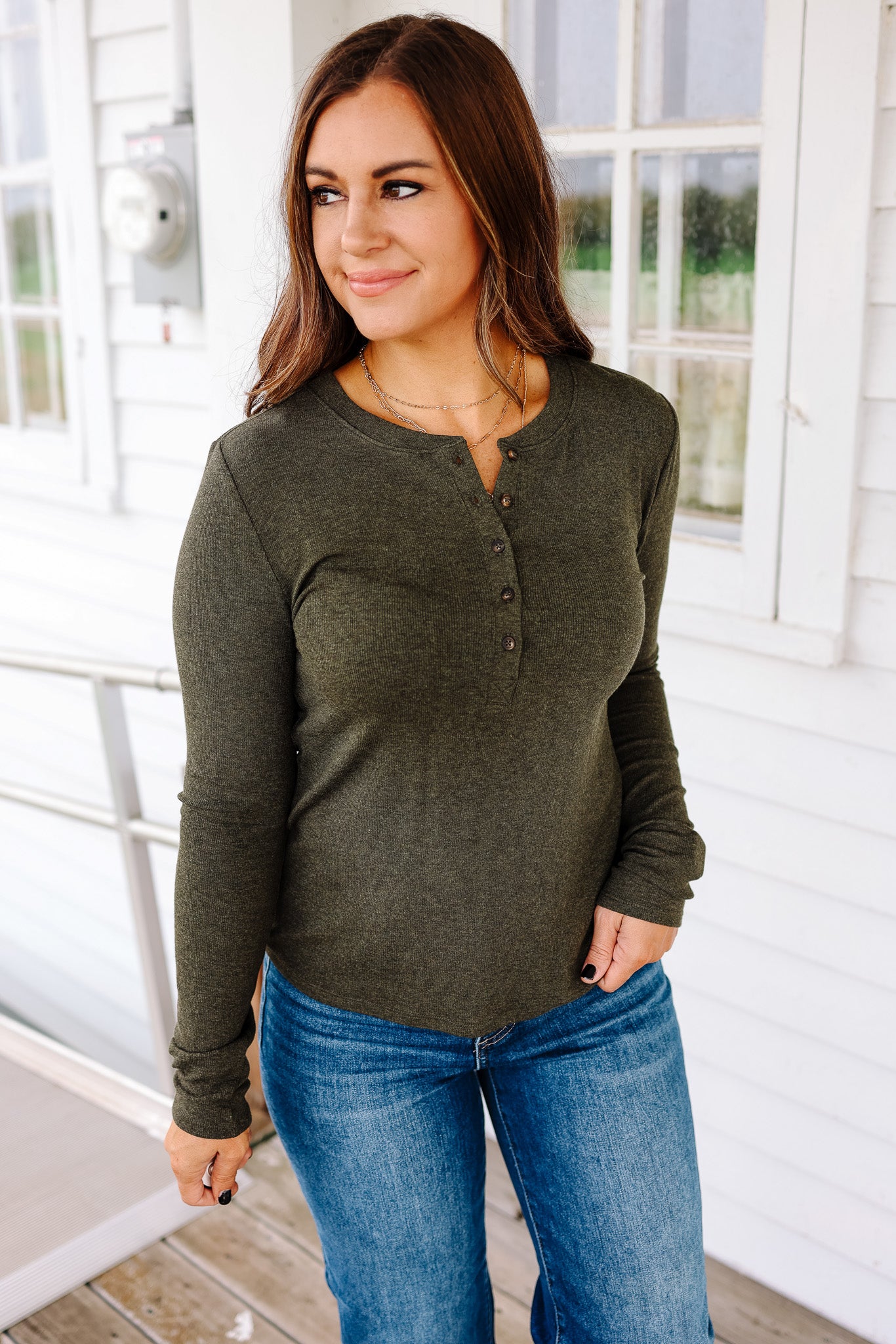 Payton Henley Top - Winter Forest