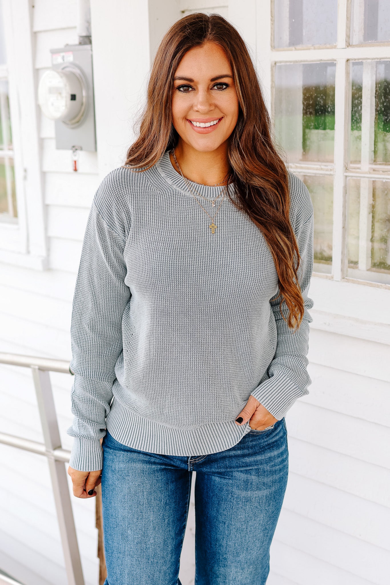 Andra Chunky Knit Sweater - Slate Blue