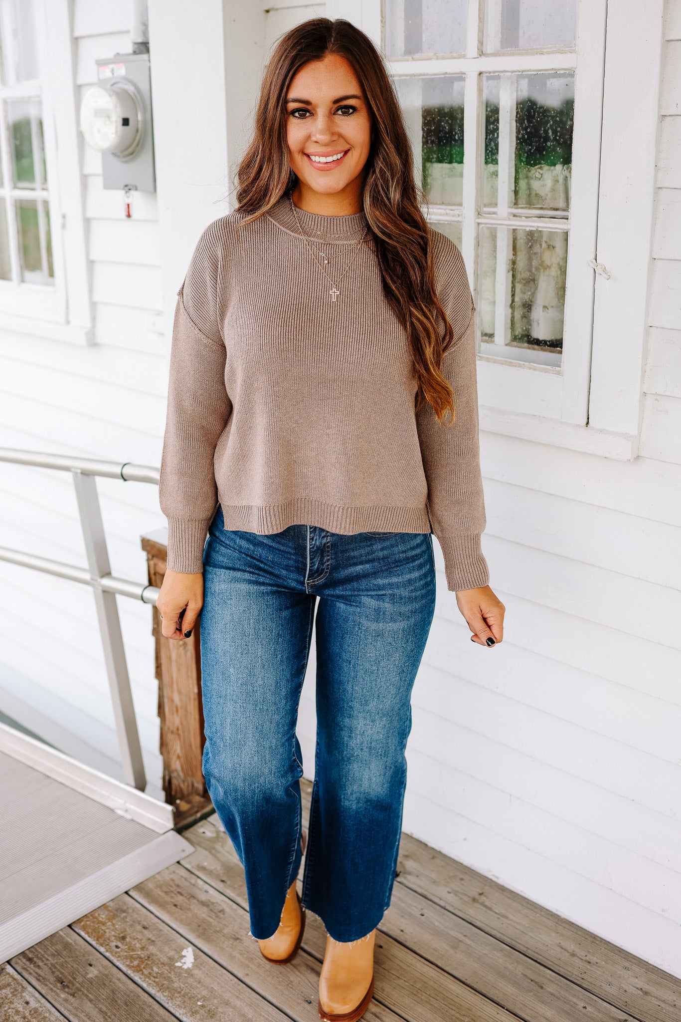 Linden Ribbed Knit Sweater - Mocha