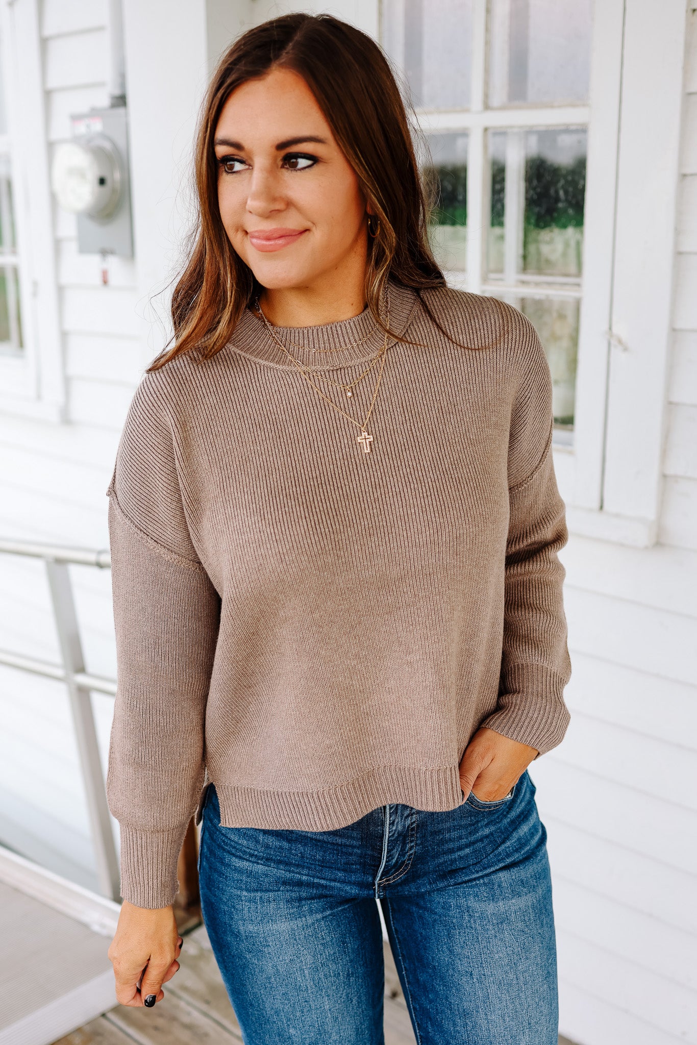 Linden Ribbed Knit Sweater - Mocha