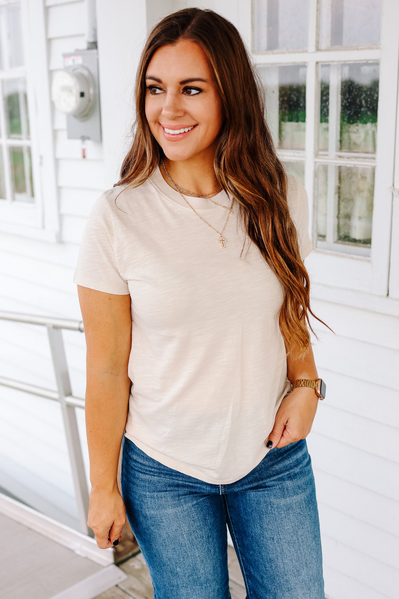 Ashley Acid Wash T-Shirt - Stone