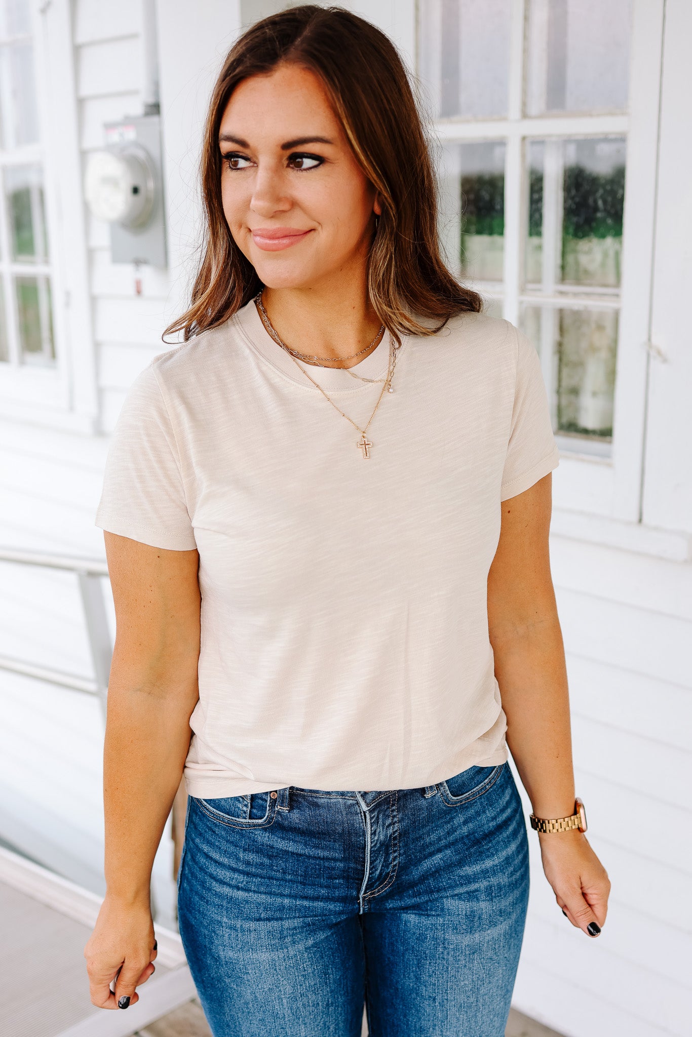 Ashley Acid Wash T-Shirt - Stone