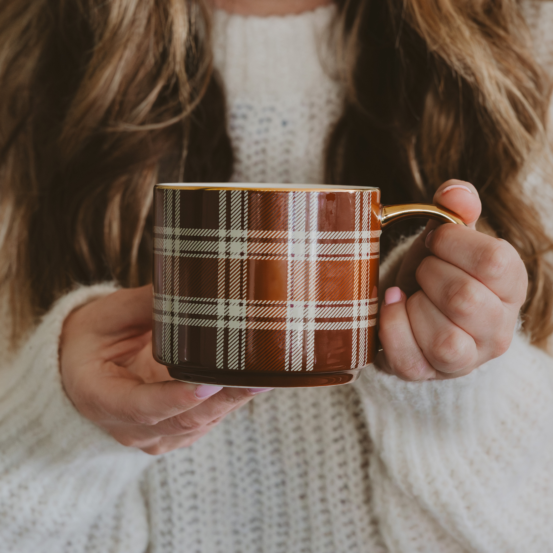 Brown Plaid Coffee Mug