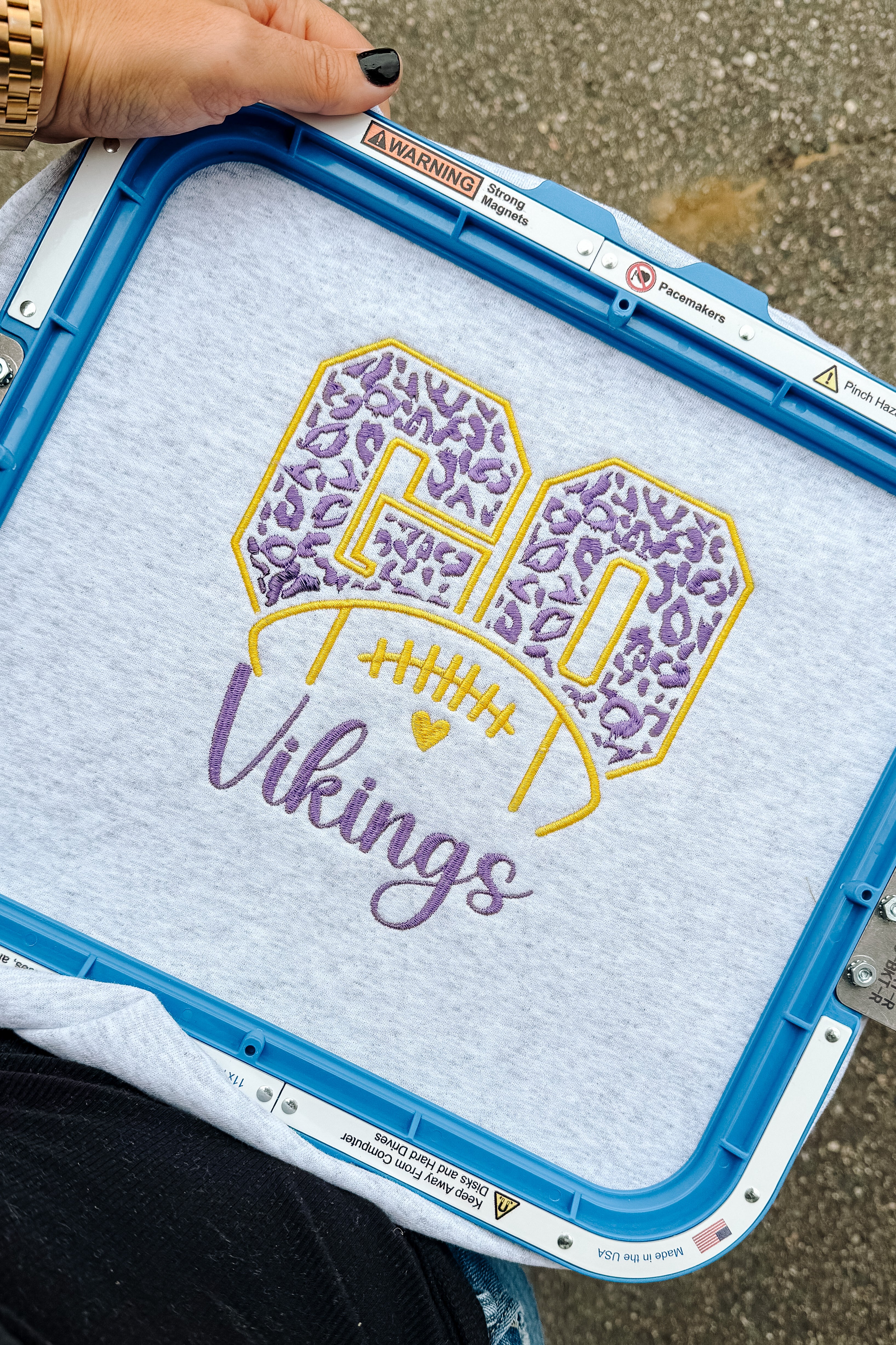 Leopard Go Vikings Embroidered Sweatshirt - Ash Grey