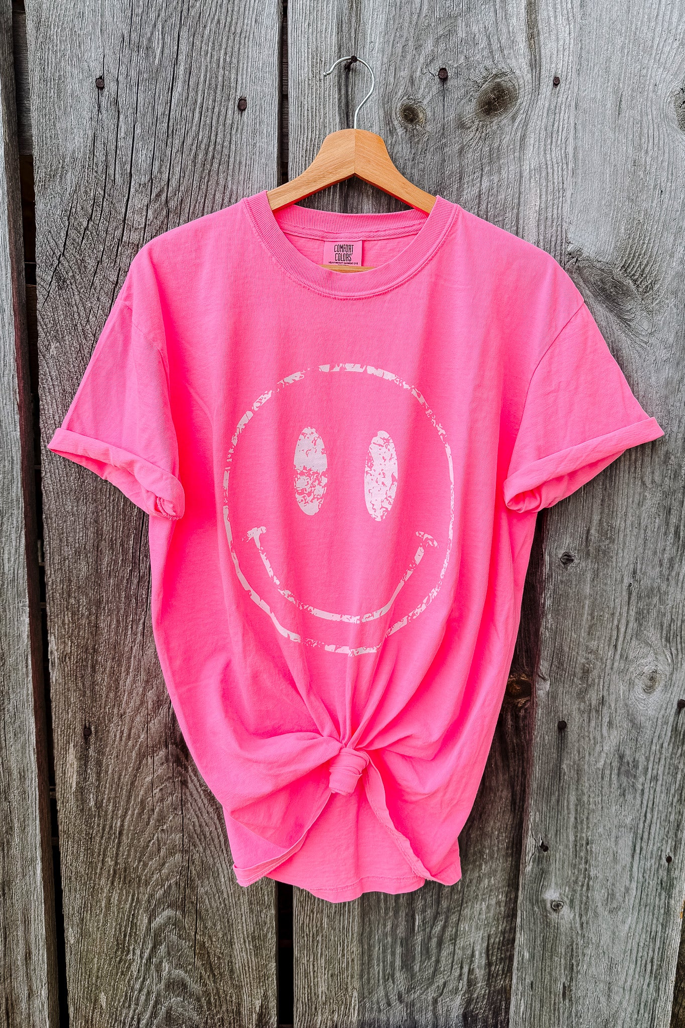 Neon Happy Face Graphic Tee - Multiple Colors