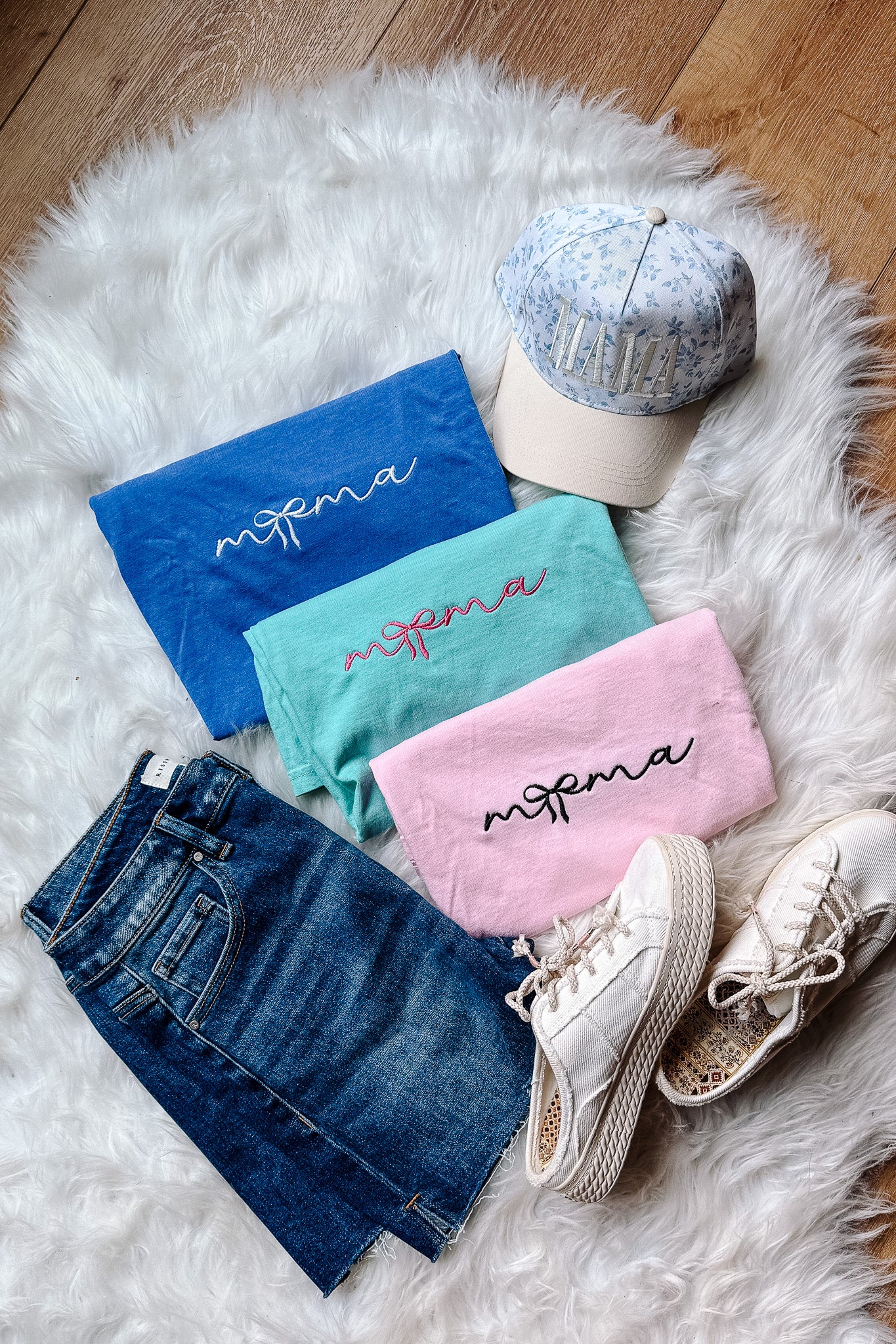 Embroidered Mama Tee - Multiple Colors