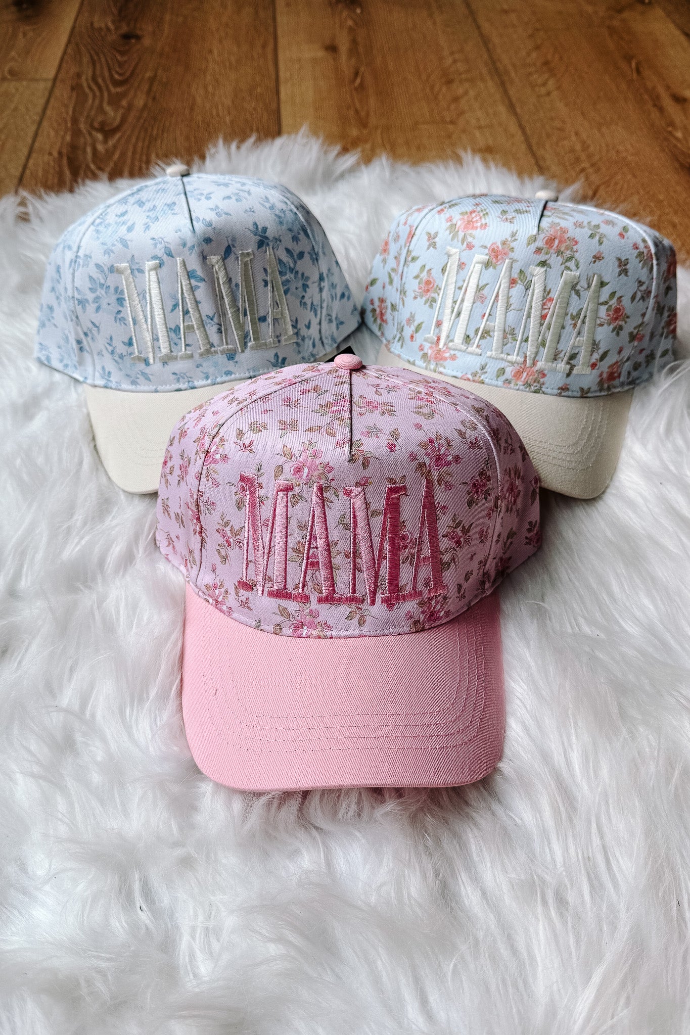 MAMA Embroidered Floral Trucker Hat
