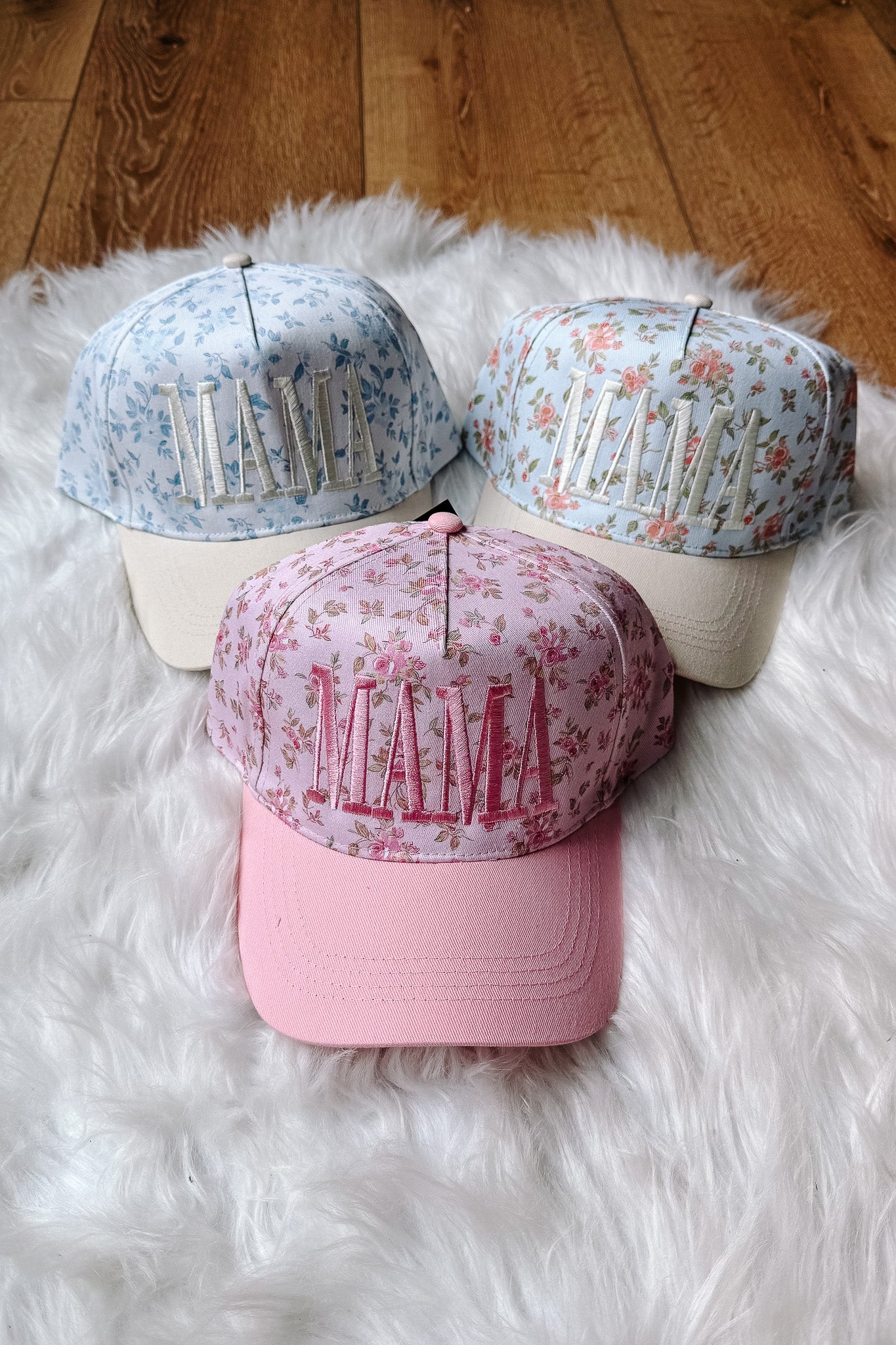 MAMA Embroidered Floral Trucker Hat