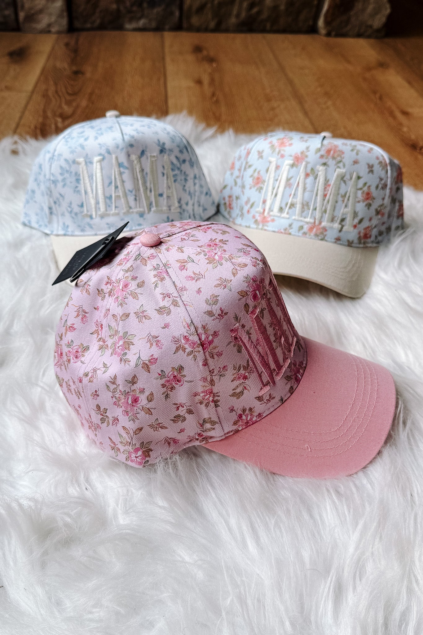 MAMA Embroidered Floral Trucker Hat