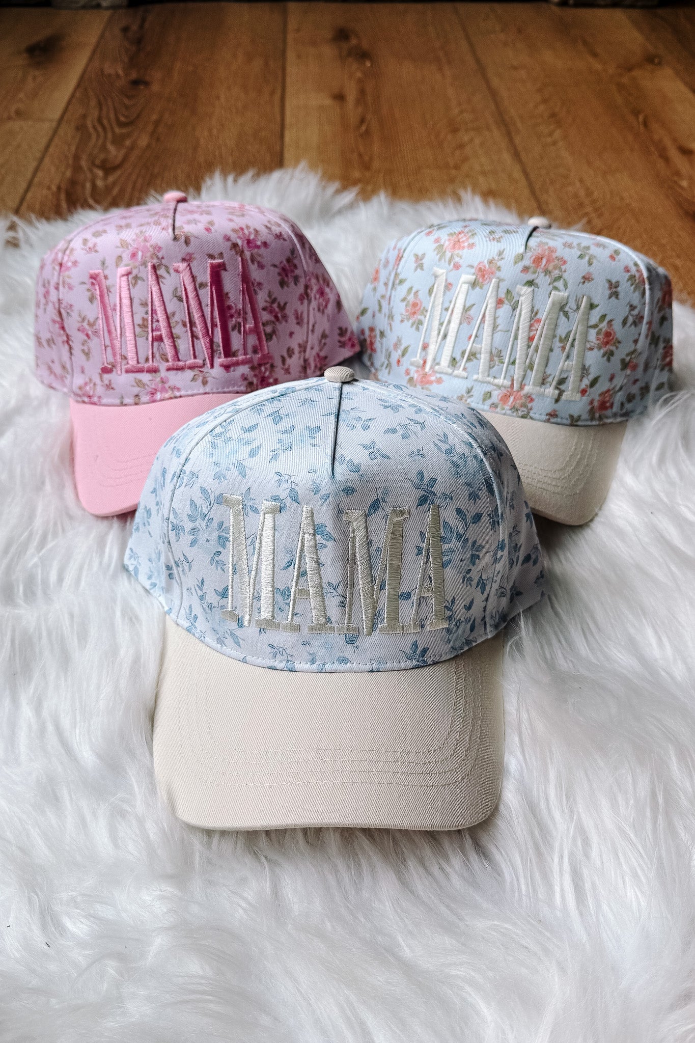 MAMA Embroidered Floral Trucker Hat