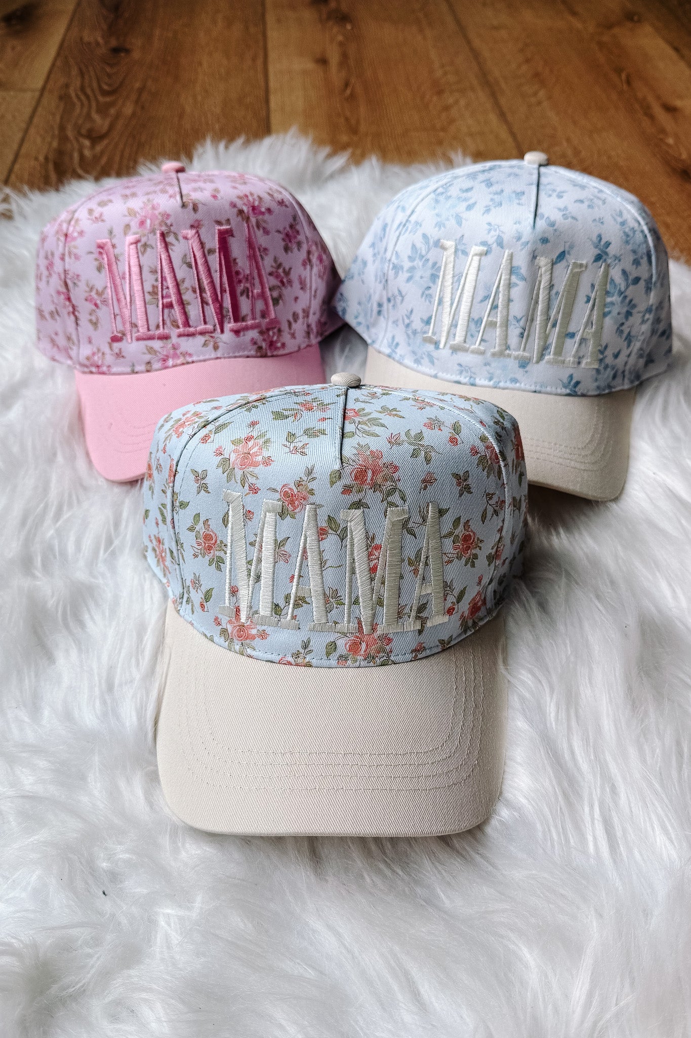 MAMA Embroidered Floral Trucker Hat
