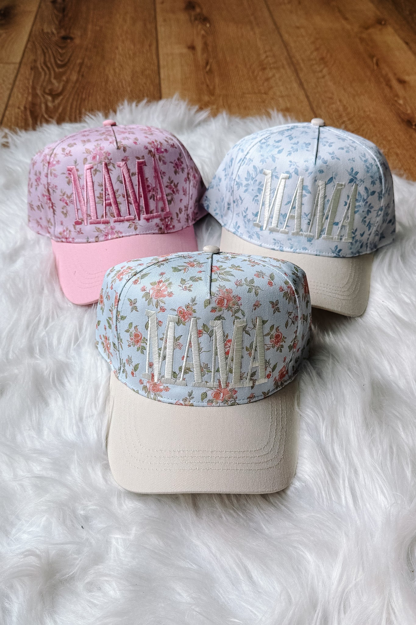MAMA Embroidered Floral Trucker Hat