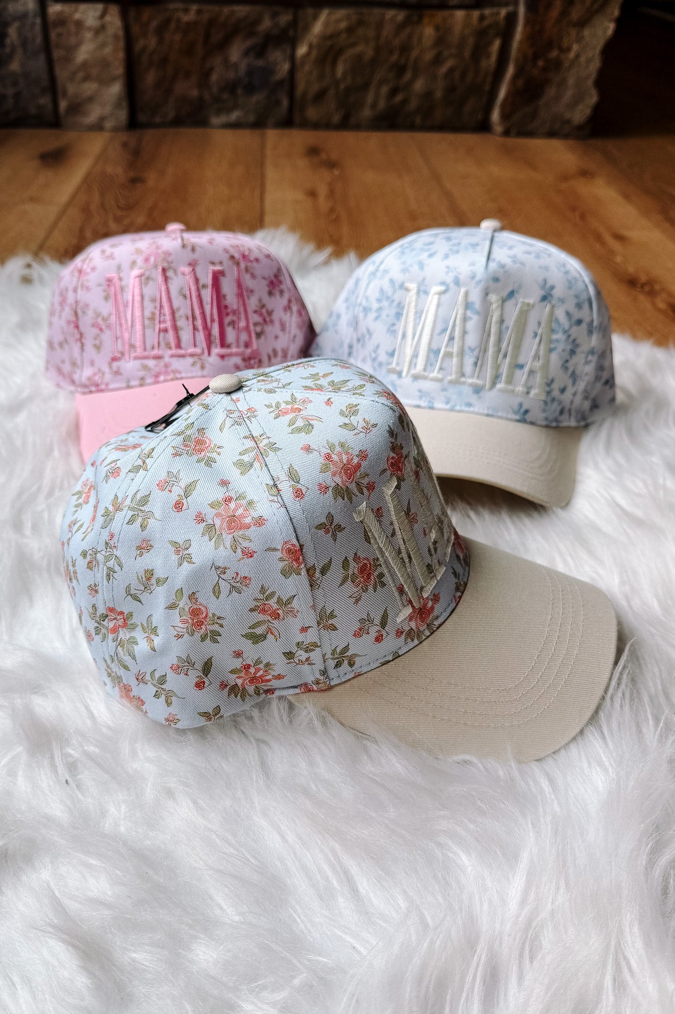 MAMA Embroidered Floral Trucker Hat