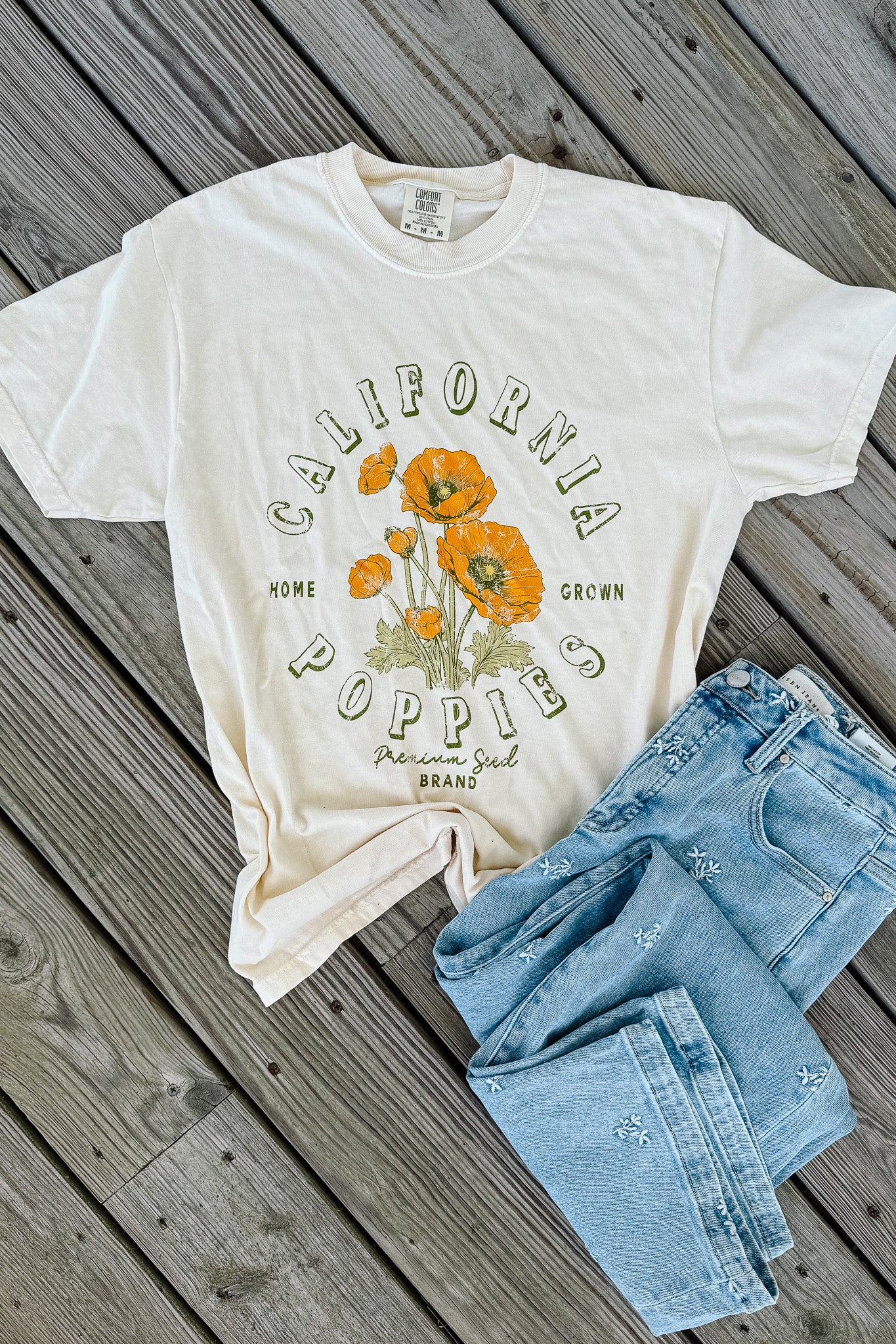 California Poppies Graphic Tee - Ivory
