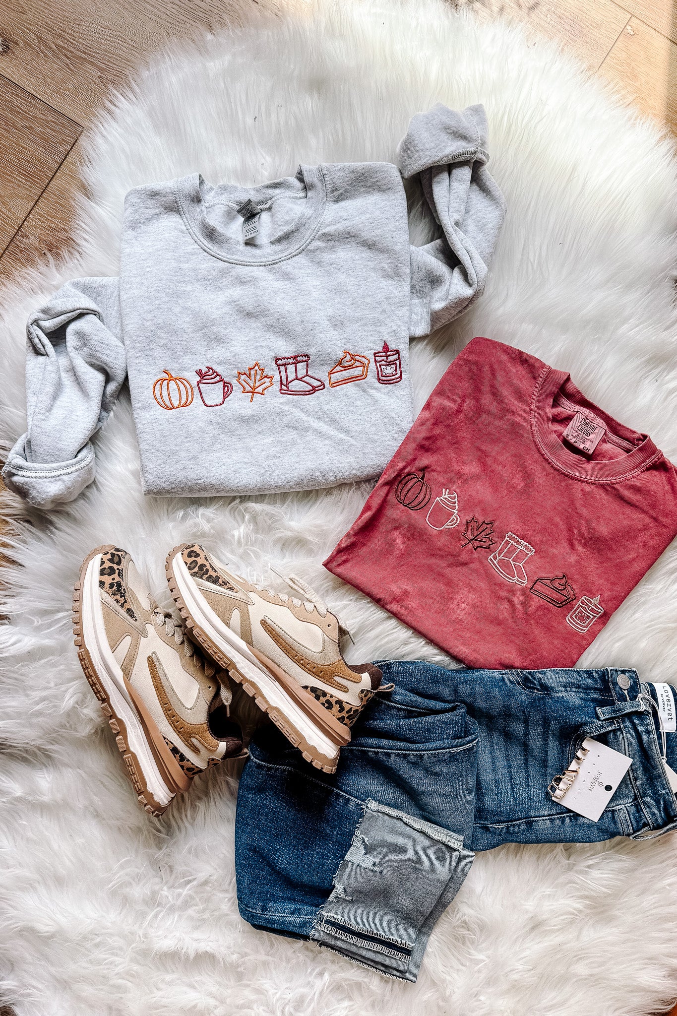 Fall Icons Embroidered Shirt - Multiple Styles