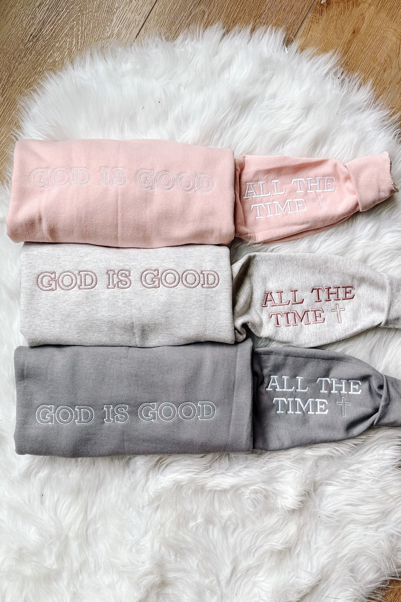 God Is Good Embroidered Crewneck Sweatshirt - Multiple Colors