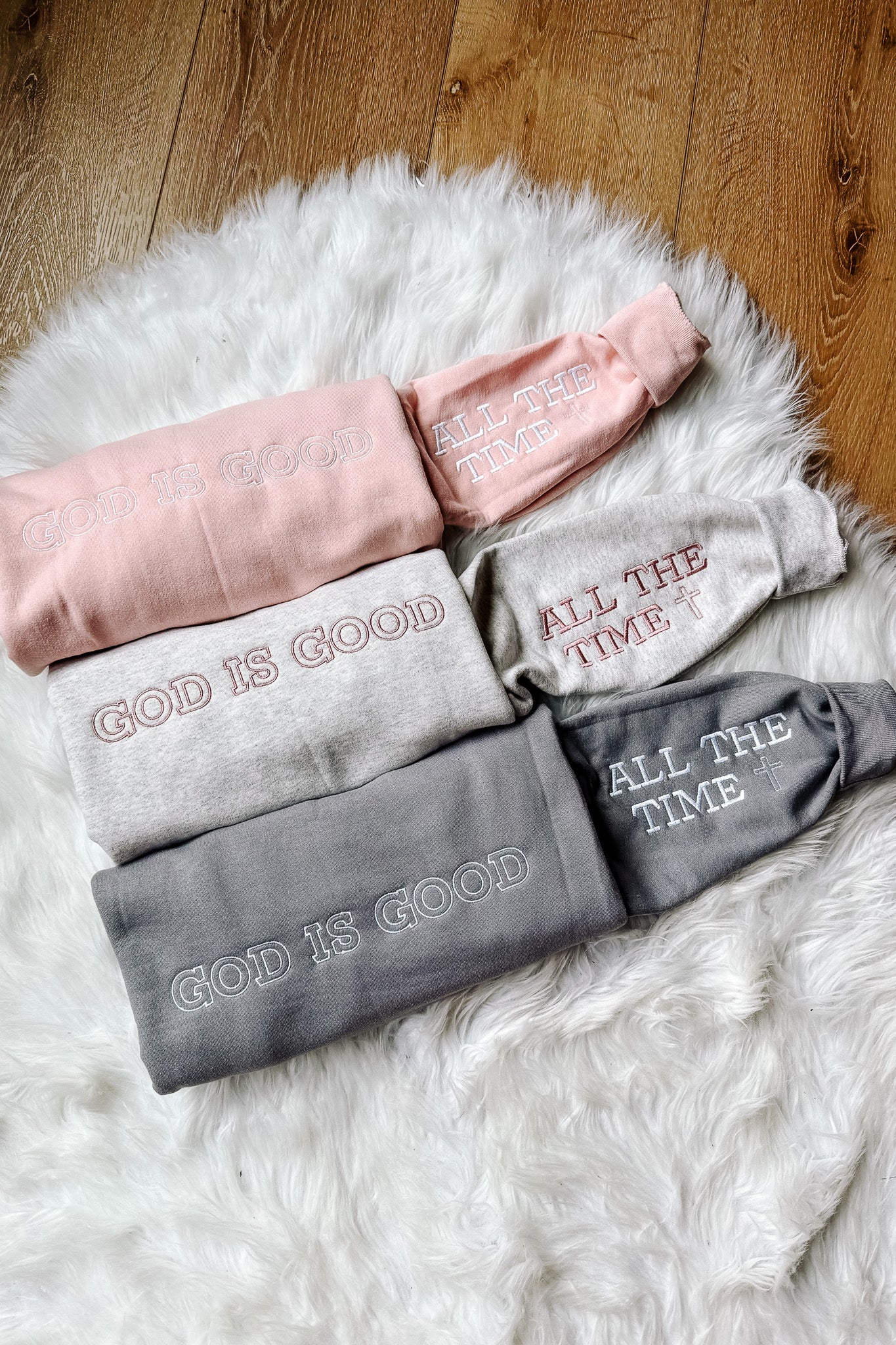 God Is Good Embroidered Crewneck Sweatshirt - Multiple Colors