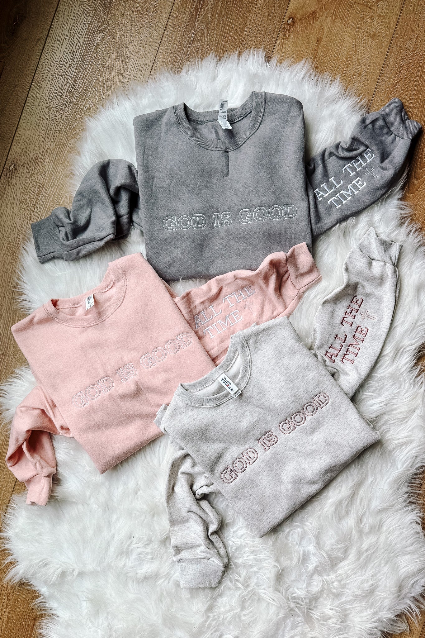 God Is Good Embroidered Crewneck Sweatshirt - Multiple Colors