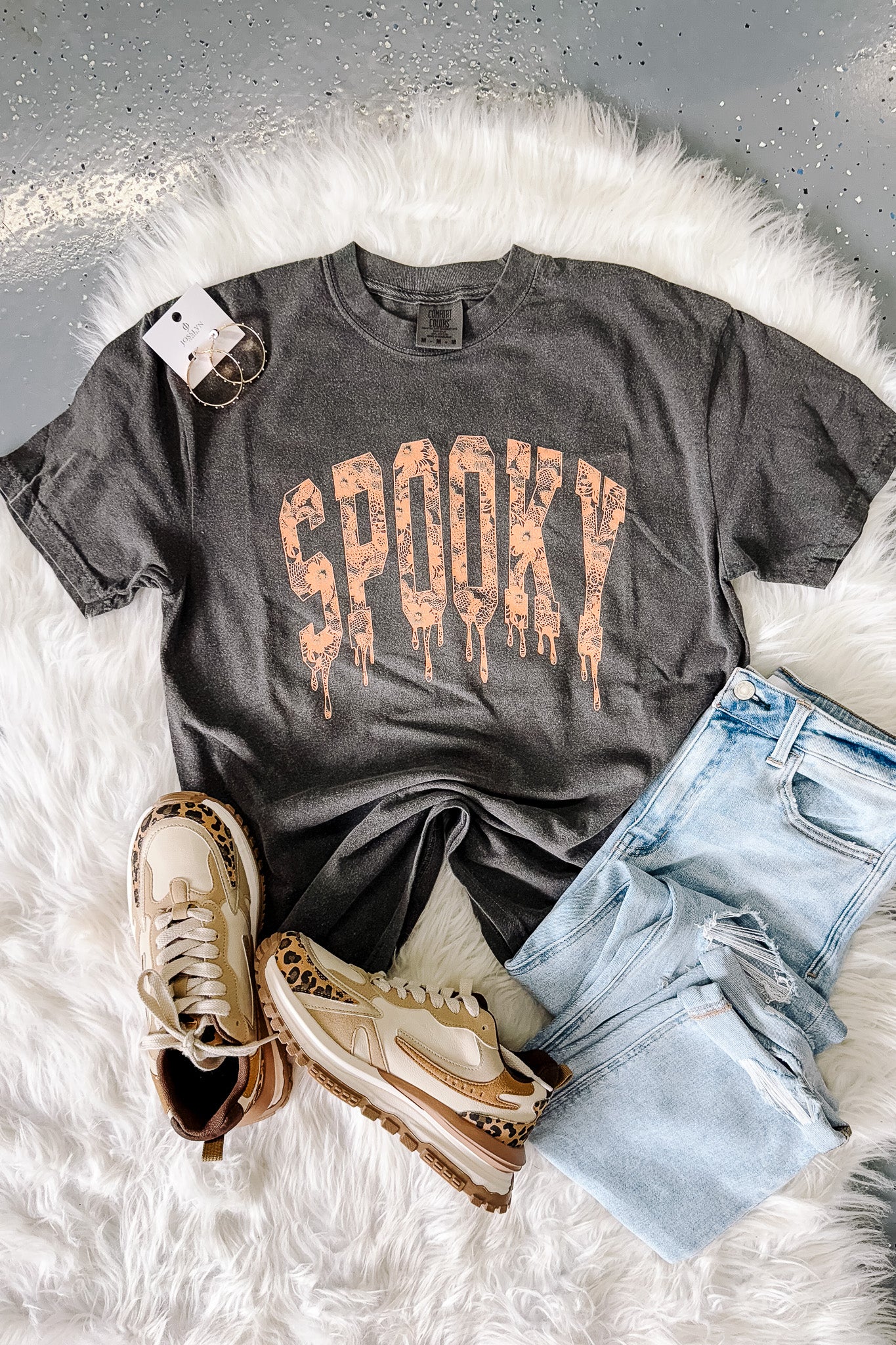 Spooky Lace Graphic Tee - Pepper